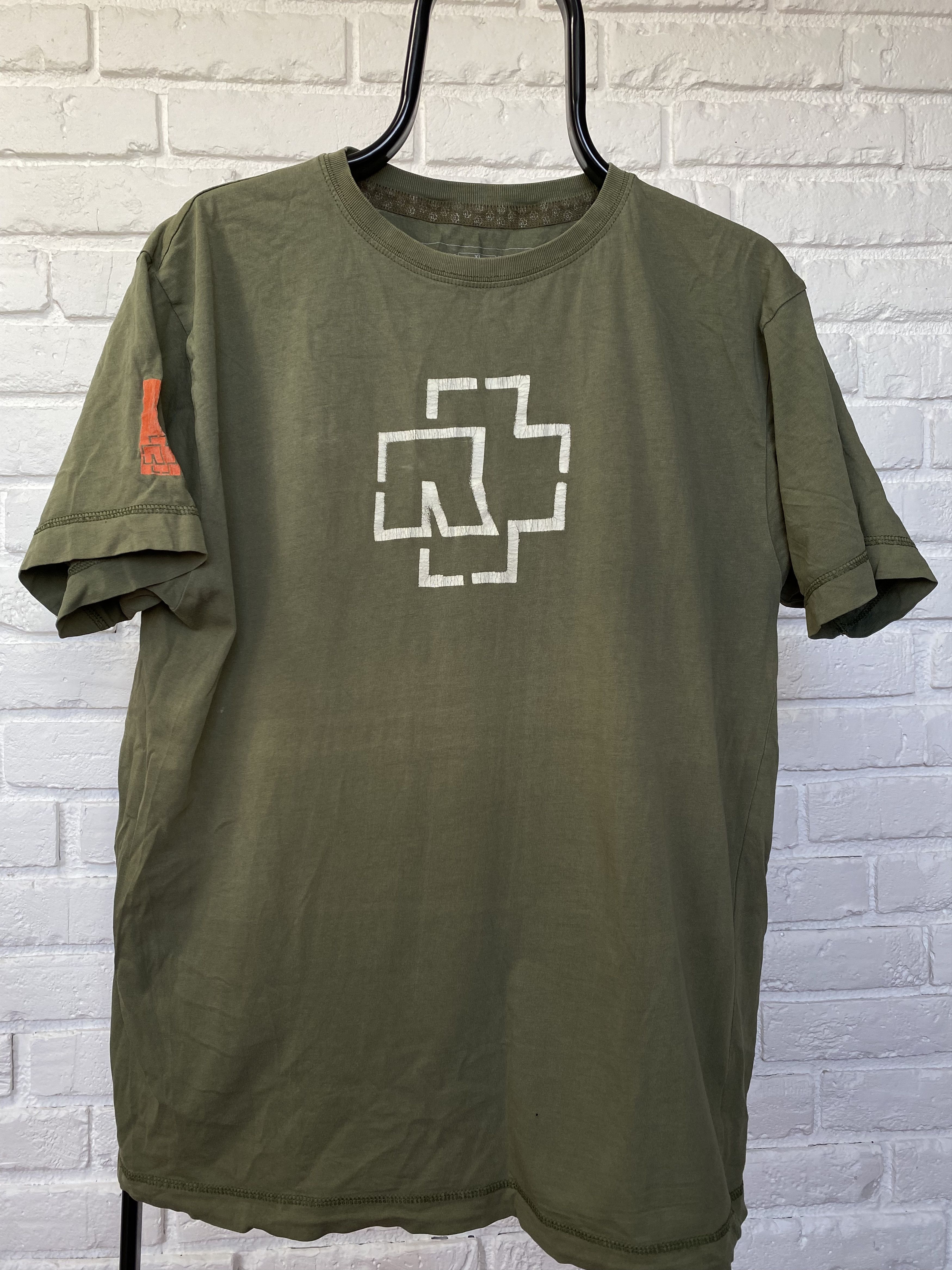 green khaki tshirt tee Rammstein size XL vintage style rare
