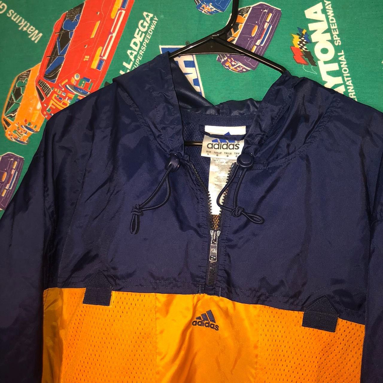 Adidas 90s Adidas center logo windbreaker hoodie 1/4 zip anorak Size US L / EU 52-54 / 3 - 1 Thumbnail