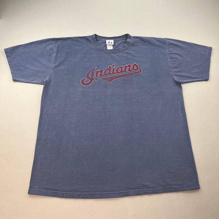 Vintage Vintage Cleveland Indians T-Shirt XL Navy Blue MLB Majestic ...