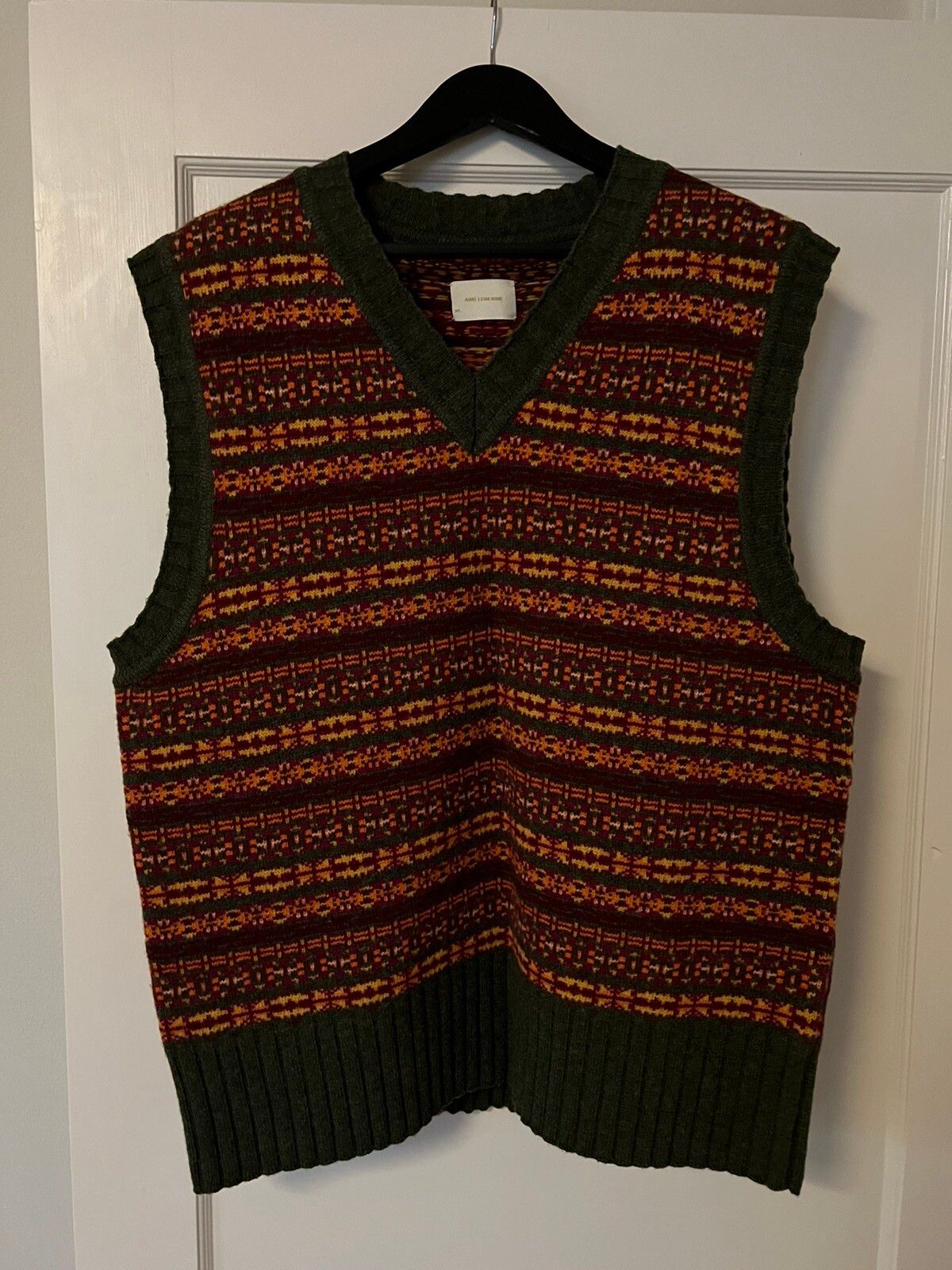 Pre-owned Aimé Leon Dore Knit Fair Isle Sweater Vest Wool In Green