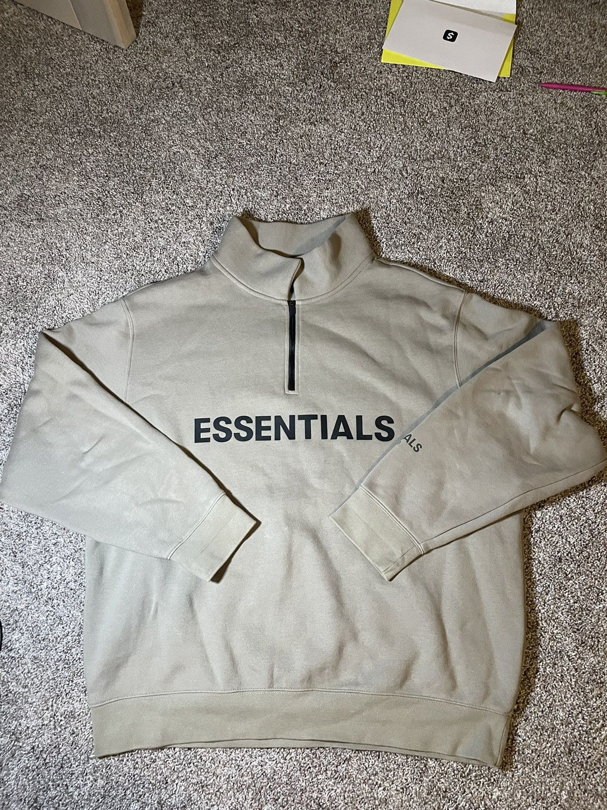 Fear of God Essentials Fear of god quarter zip tan | Grailed