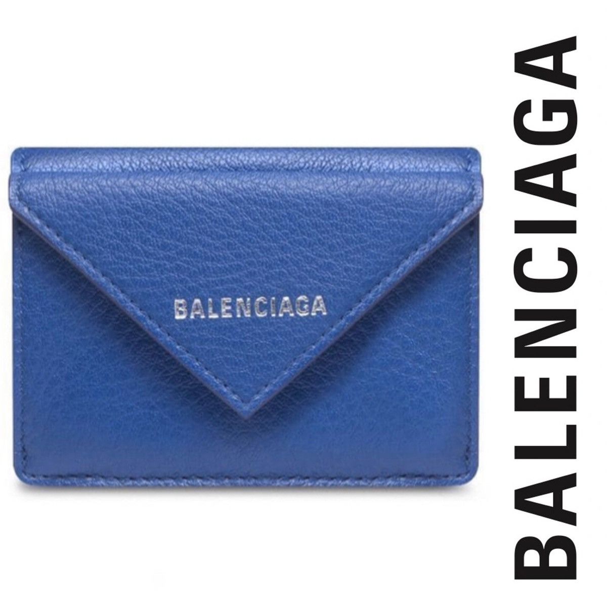 Balenciaga × Designer Authentic BALENCIAGA Blue Leather Mini Papier Flap Wallet Size ONE SIZE - 1 Thumbnail