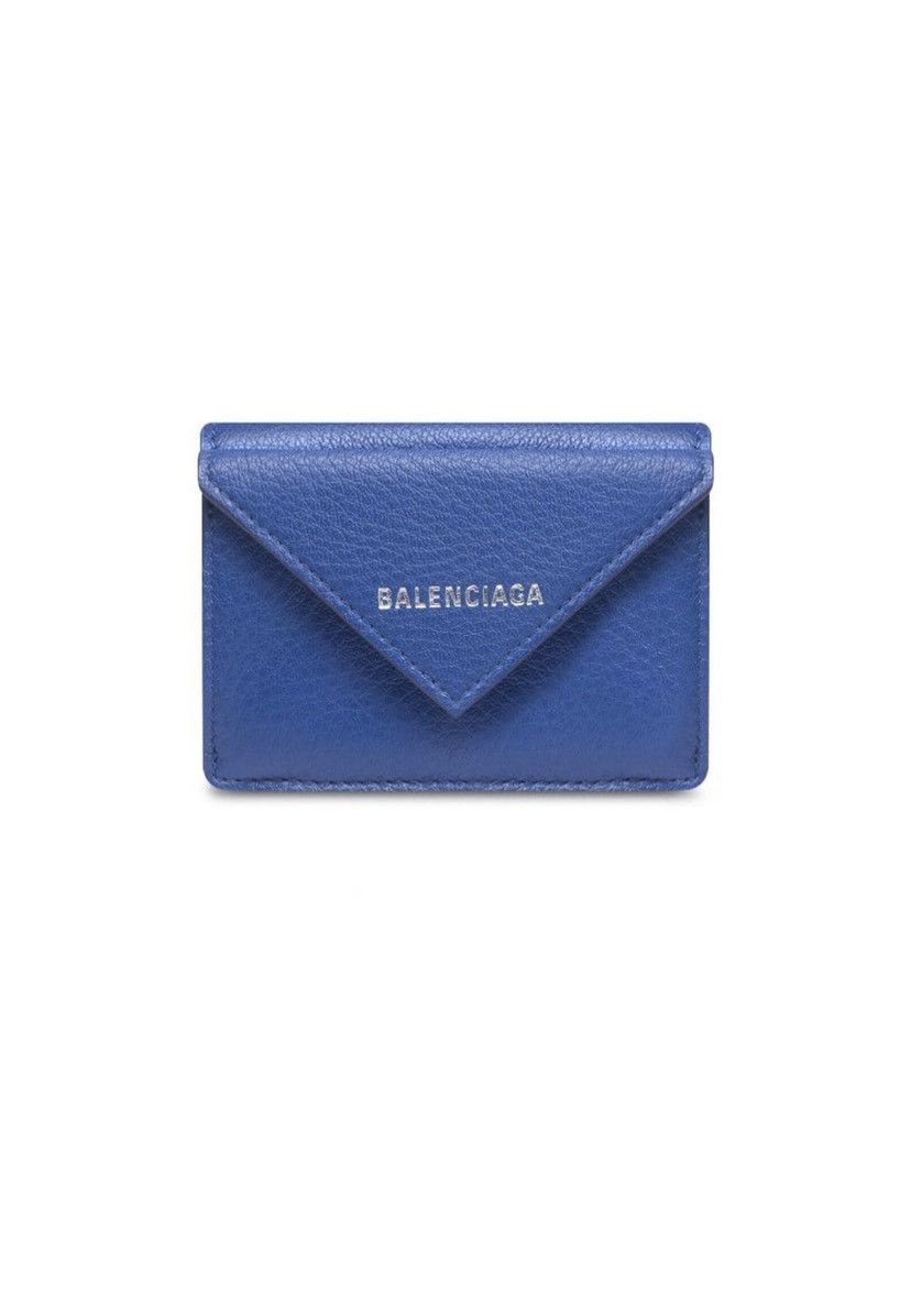 Balenciaga × Designer Authentic BALENCIAGA Blue Leather Mini Papier Flap Wallet Size ONE SIZE - 2 Thumbnail