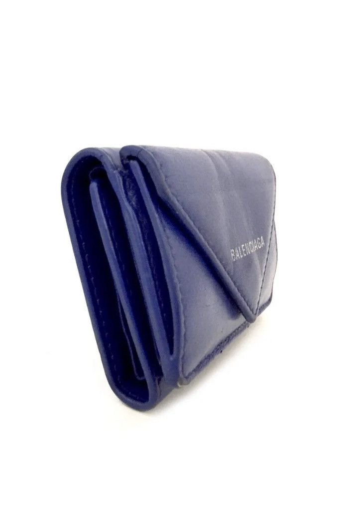 Balenciaga × Designer Authentic BALENCIAGA Blue Leather Mini Papier Flap Wallet Size ONE SIZE - 7 Thumbnail
