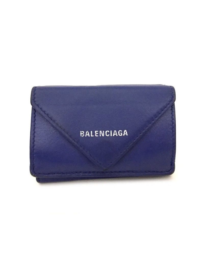 Balenciaga × Designer Authentic BALENCIAGA Blue Leather Mini Papier Flap Wallet Size ONE SIZE - 6 Thumbnail
