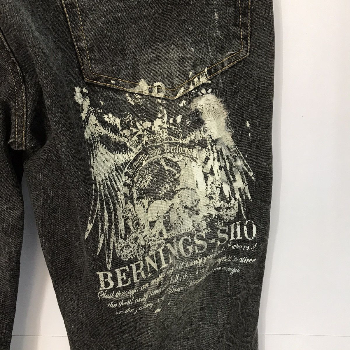 Japanese Brand × Seditionaries Vintage Bernings Black denim pank distressed Pants Size US 30 / EU 46 - 8 Thumbnail