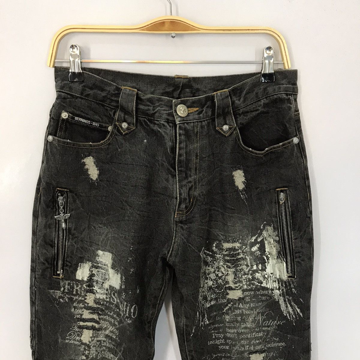 Japanese Brand × Seditionaries Vintage Bernings Black denim pank distressed Pants Size US 30 / EU 46 - 2 Thumbnail