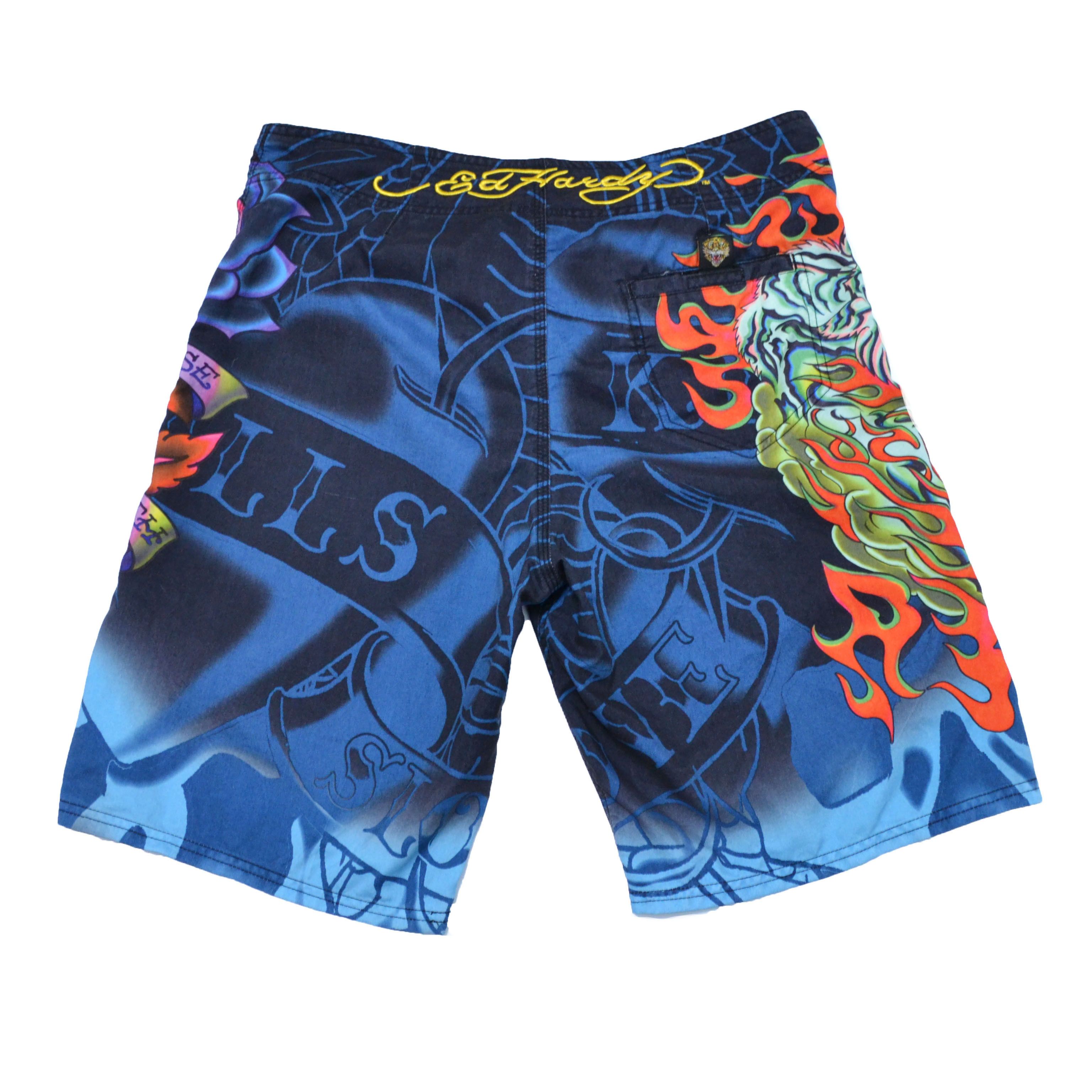 Ed Hardy Ed Hardy Lion on Fire Board Shorts Swim Trunks Size US 34 / EU 50 - 5 Thumbnail