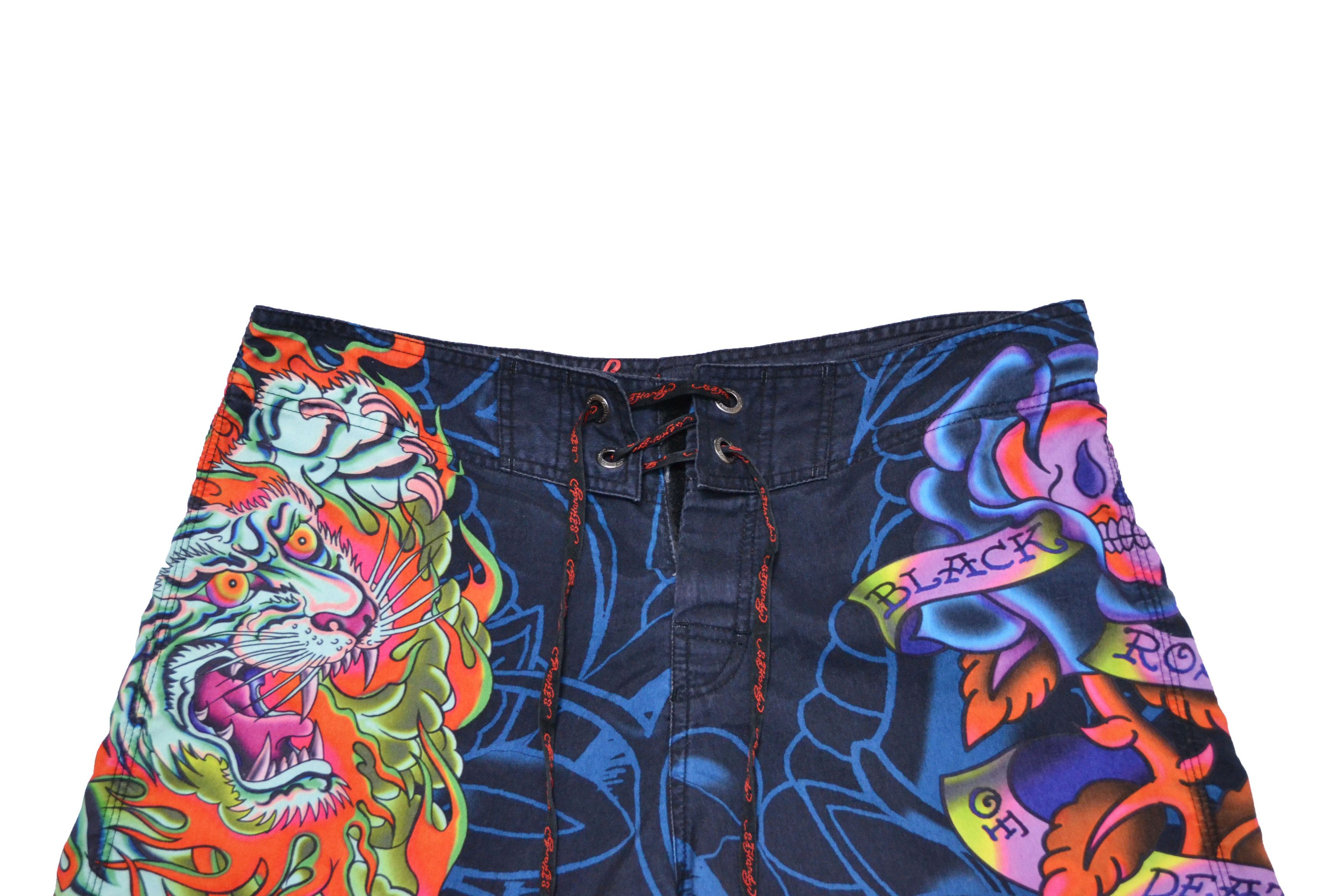 Ed Hardy Ed Hardy Lion on Fire Board Shorts Swim Trunks Size US 34 / EU 50 - 2 Thumbnail