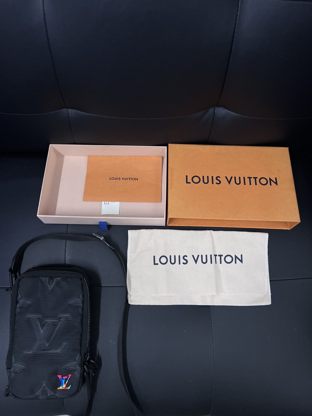 image of Louis Vuitton Lv Phone Pouch in Black, Men's