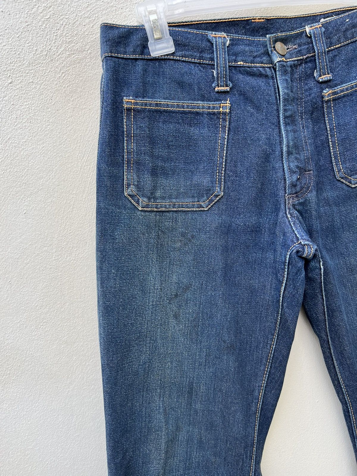 Vintage Vintage 70s Wrangler Blue Denim Cropped Super Flare Jeans Size US 29 - 4 Thumbnail
