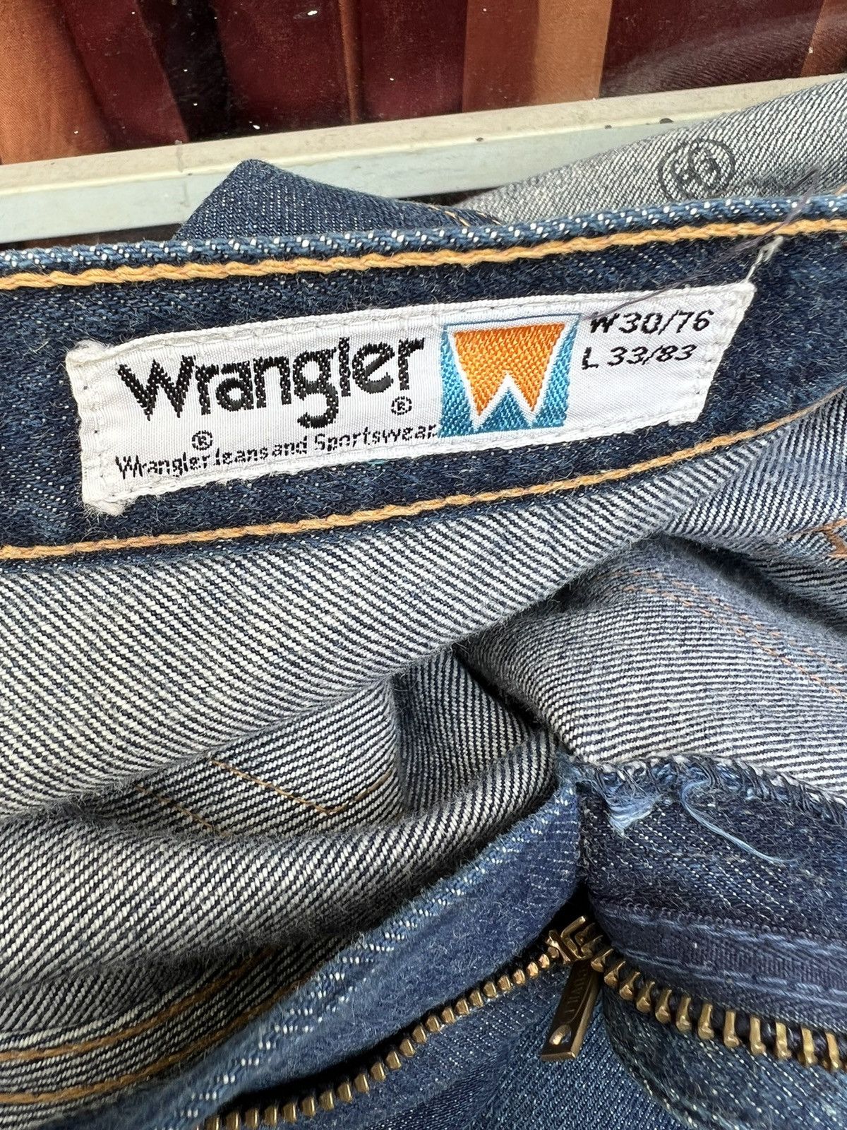 Vintage Vintage 70s Wrangler Blue Denim Cropped Super Flare Jeans Size US 29 - 18 Thumbnail