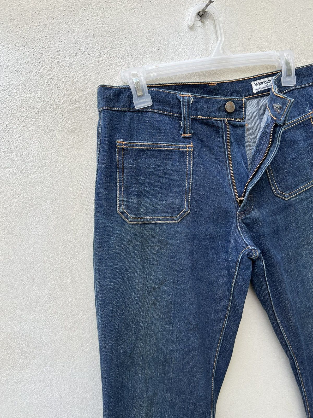Vintage Vintage 70s Wrangler Blue Denim Cropped Super Flare Jeans Size US 29 - 6 Thumbnail