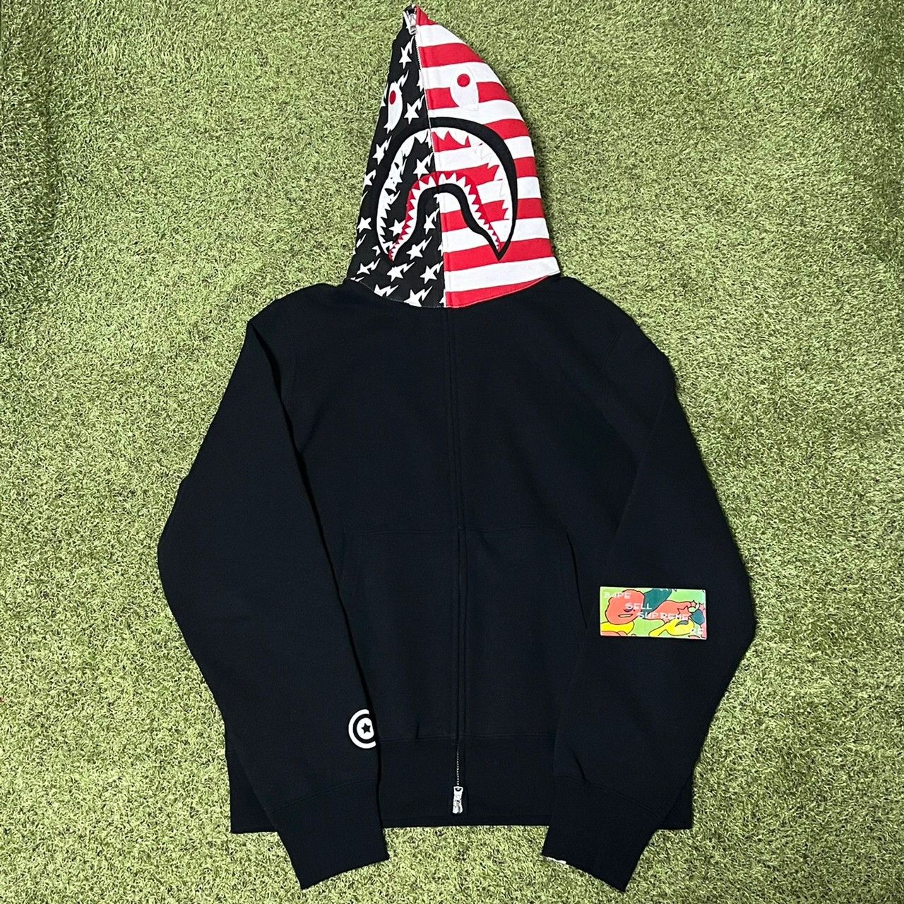 Bape BAPE shark full zip hoodie black/border/sta | Grailed