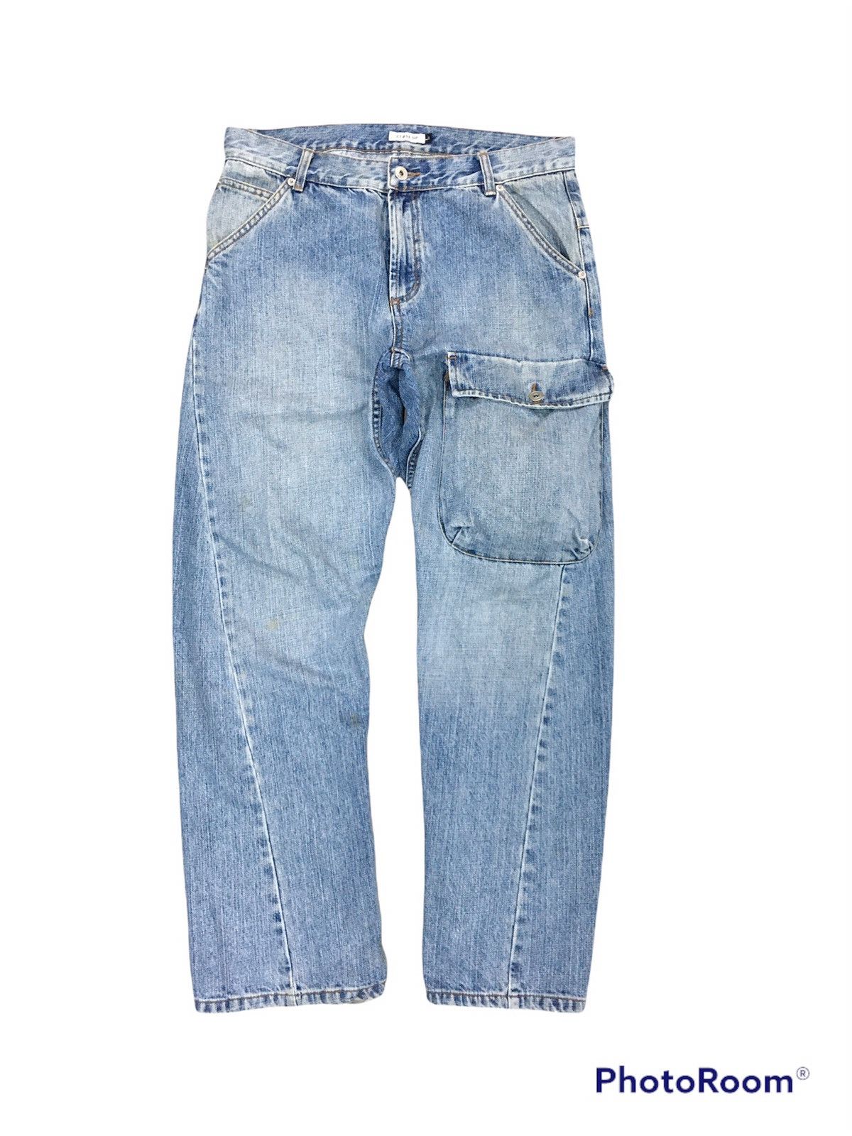 Japanese Brand 🔥RARE🔥JapanBrand Blue Faded Single Pocket Salvage Denim Size US 34 / EU 50 - 2 Thumbnail