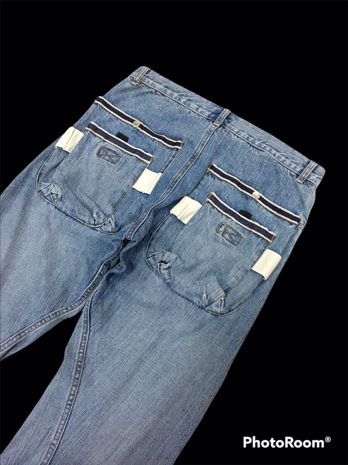 Japanese Brand 🔥RARE🔥JapanBrand Blue Faded Single Pocket Salvage Denim Size US 34 / EU 50 - 6 Thumbnail