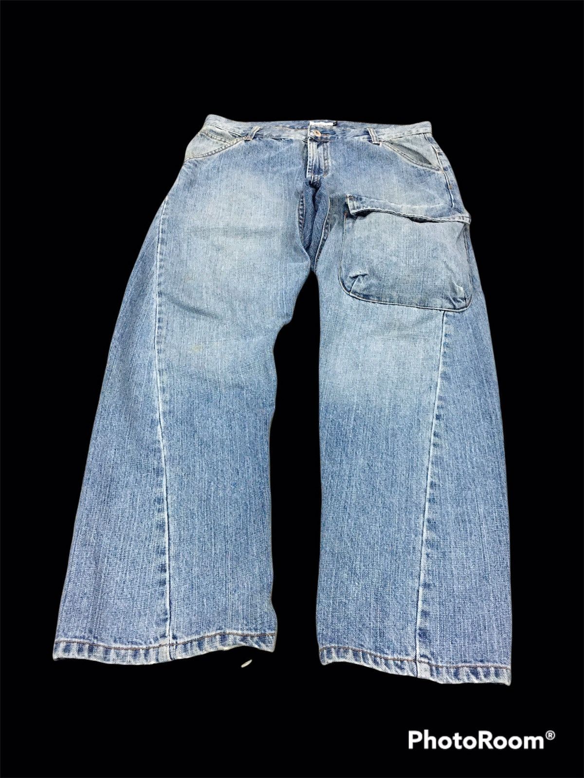 Japanese Brand 🔥RARE🔥JapanBrand Blue Faded Single Pocket Salvage Denim Size US 34 / EU 50 - 4 Thumbnail