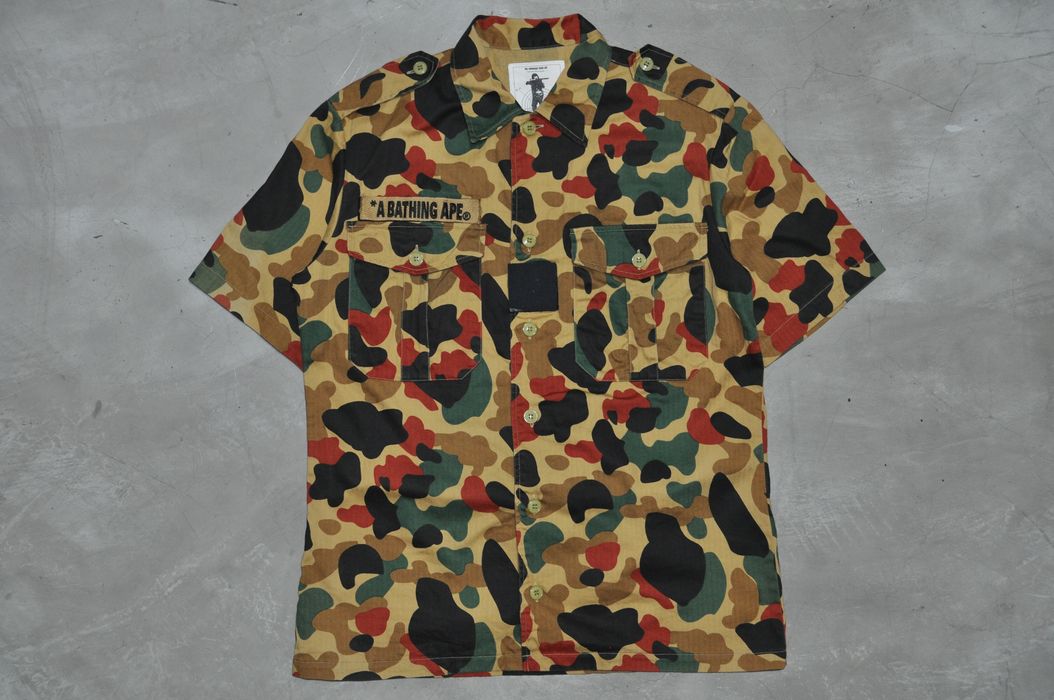 Bape Bape - 1999 - Duck Camo Herringbone MIlitary Shirt | Grailed