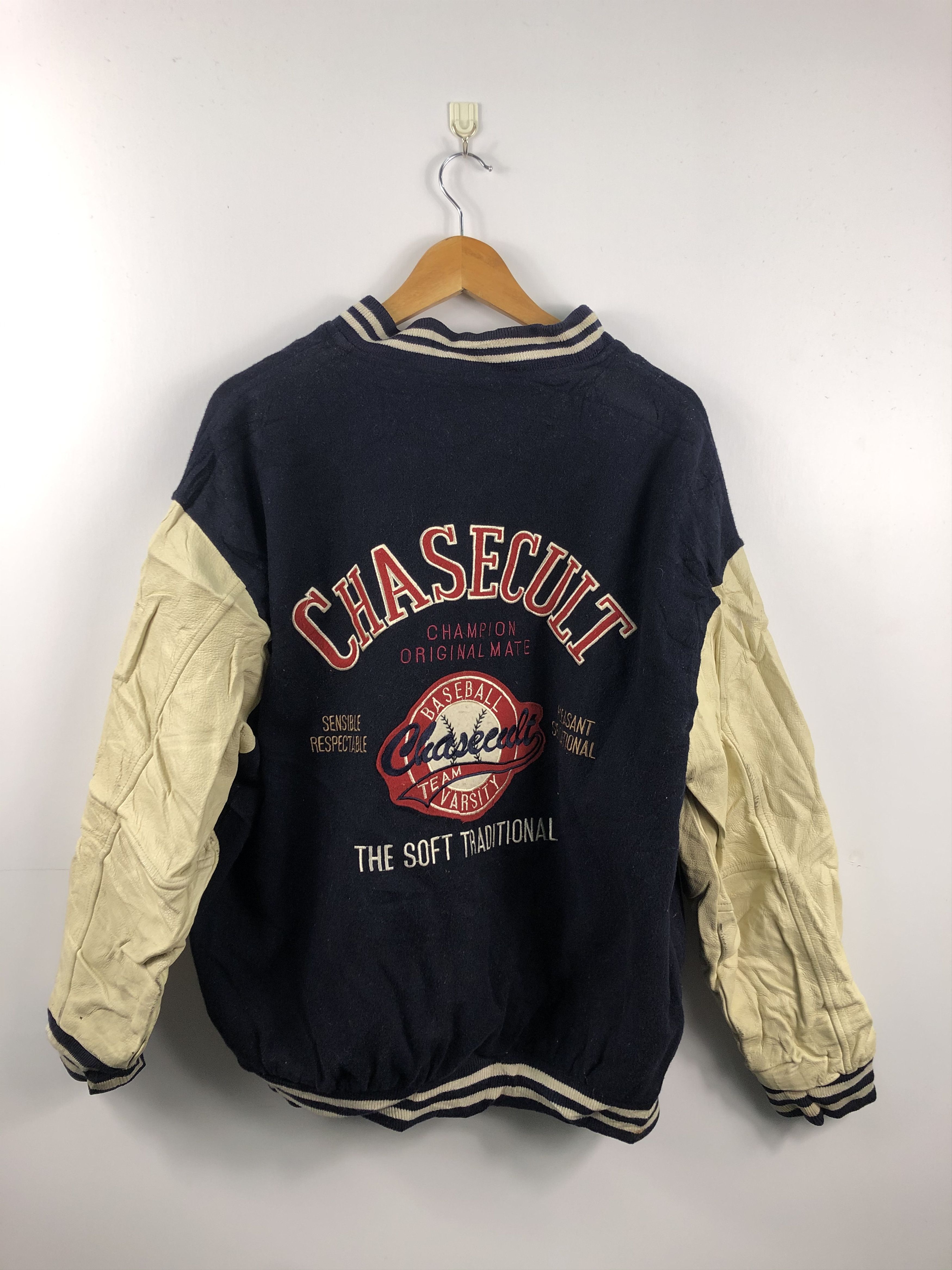 Vintage Vintage 90s Softball Varsity Jacket Leather Sleeve V0013 Size US L / EU 52-54 / 3 - 2 Thumbnail