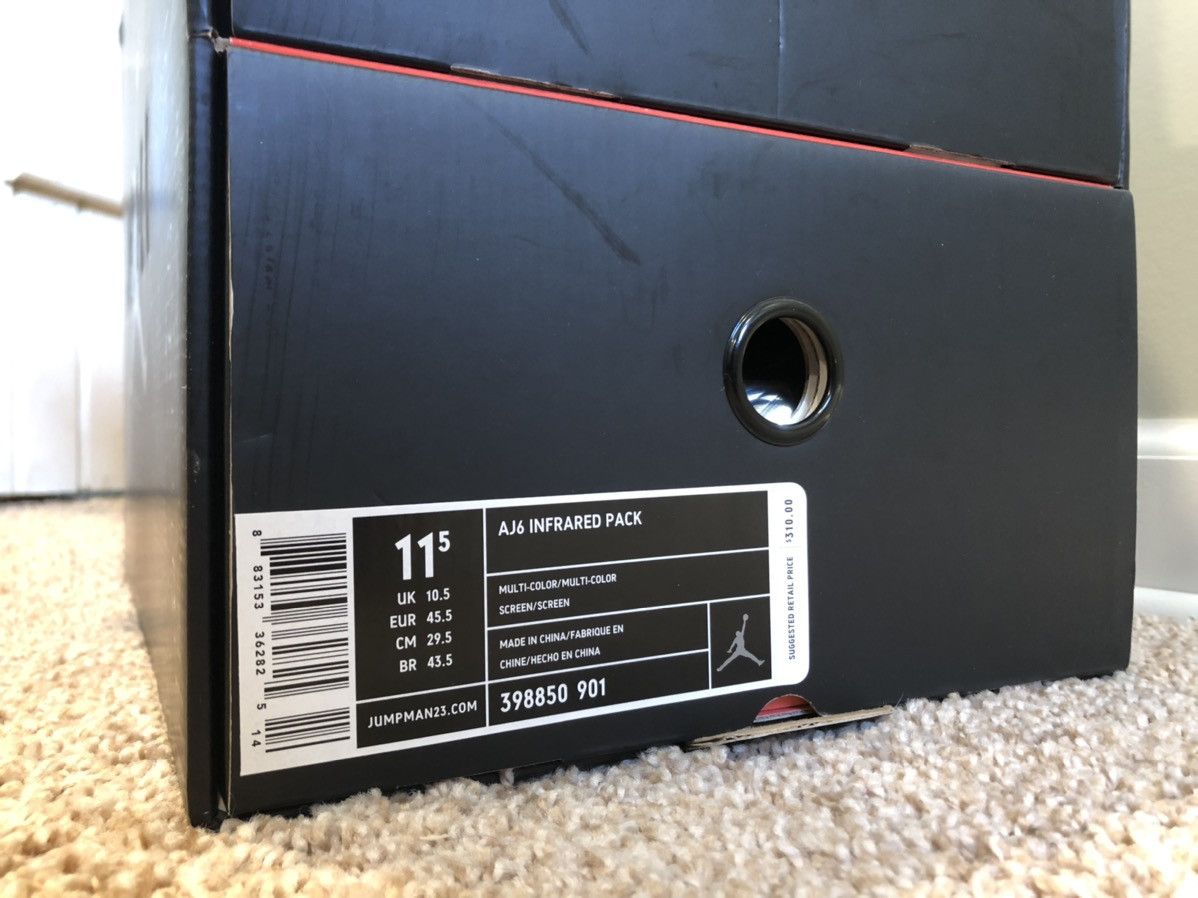 Jordan Brand Air Jordan 6 Infrared Pack 2010 Size US 11.5 / EU 44-45 - 14 Thumbnail