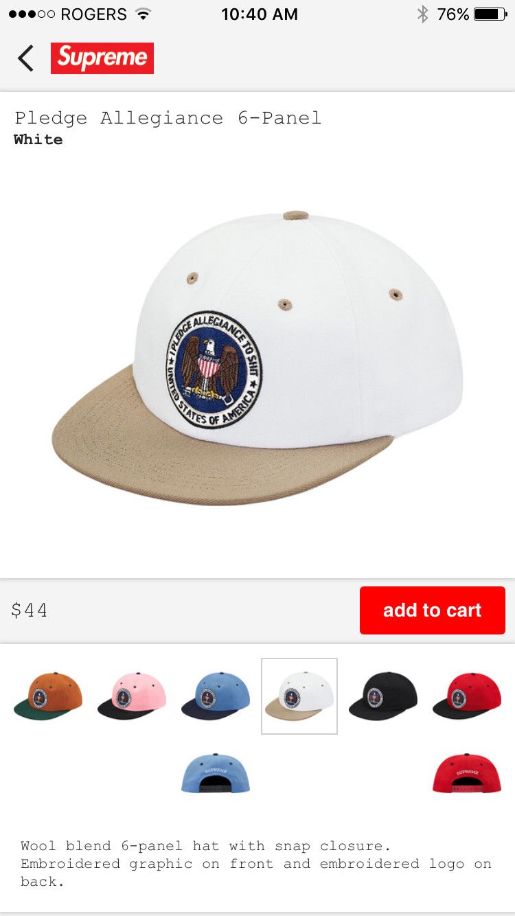 Supreme Pledge Allegiance 6-Panel Stockx Supreme Pledge Allegiance