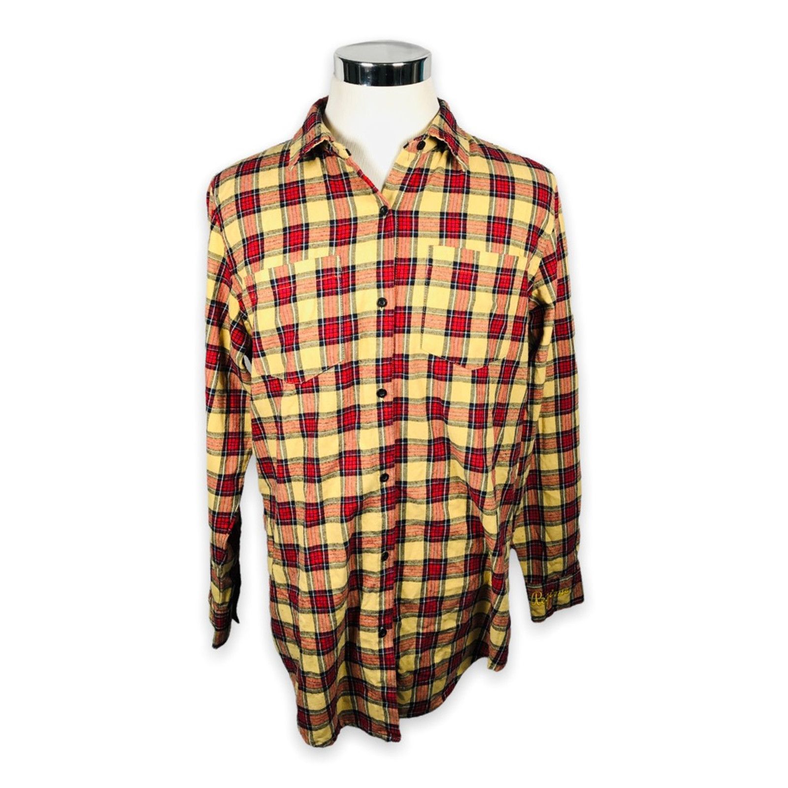 Civil Regime Civil Regime Button Flannel Shirt Red Yellow Long Sleeve L