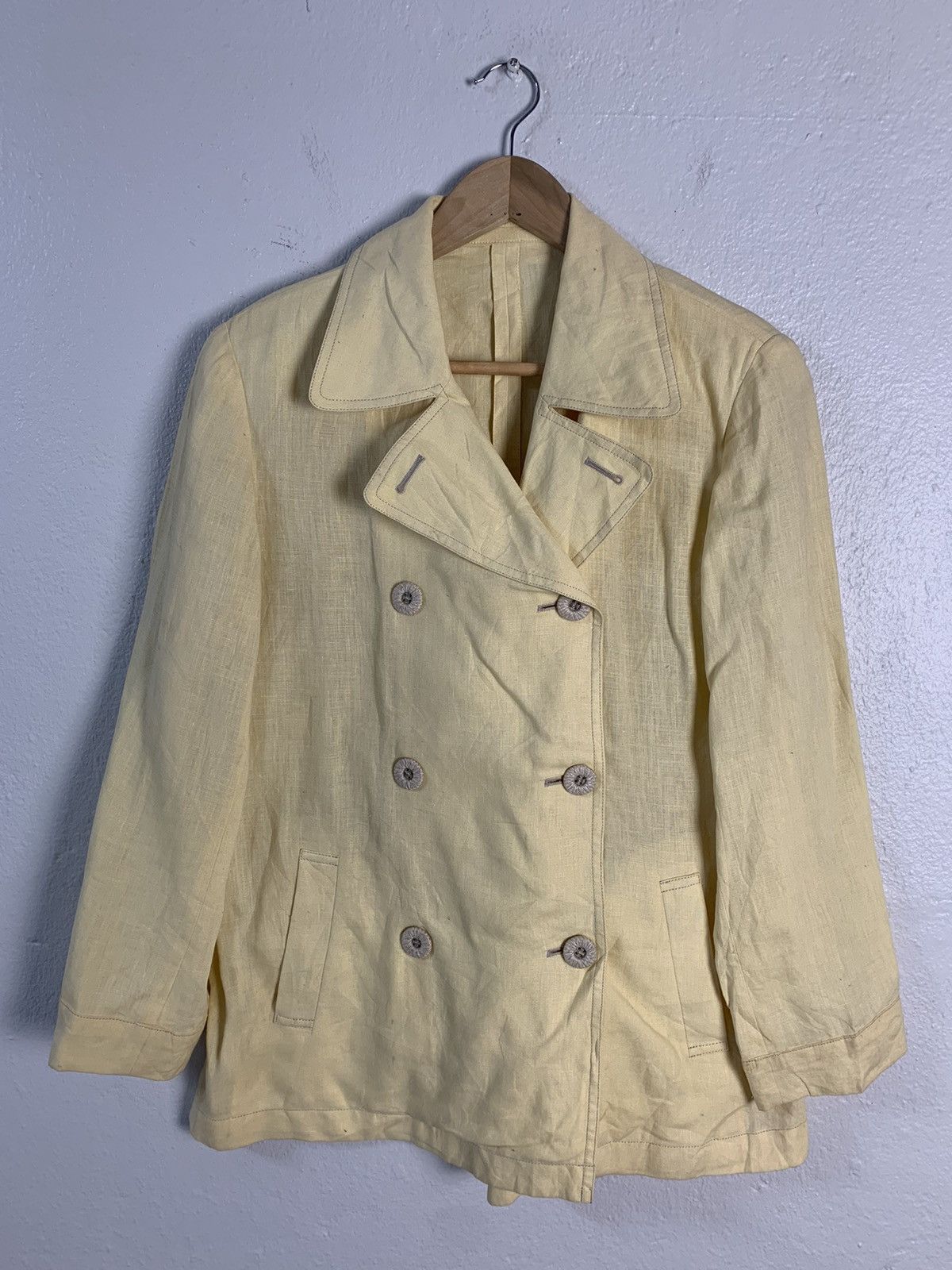 image of Burberrys Double Breast Jacket in Yellow, Men's (Size Small)