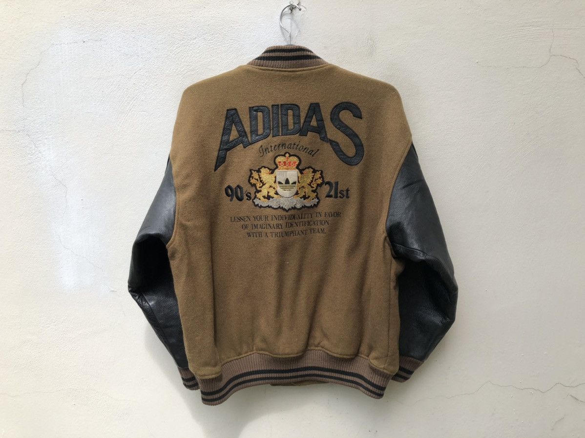image of Vintage Adidas Varsity Jacket in Black/Brown, Men's (Size Large)