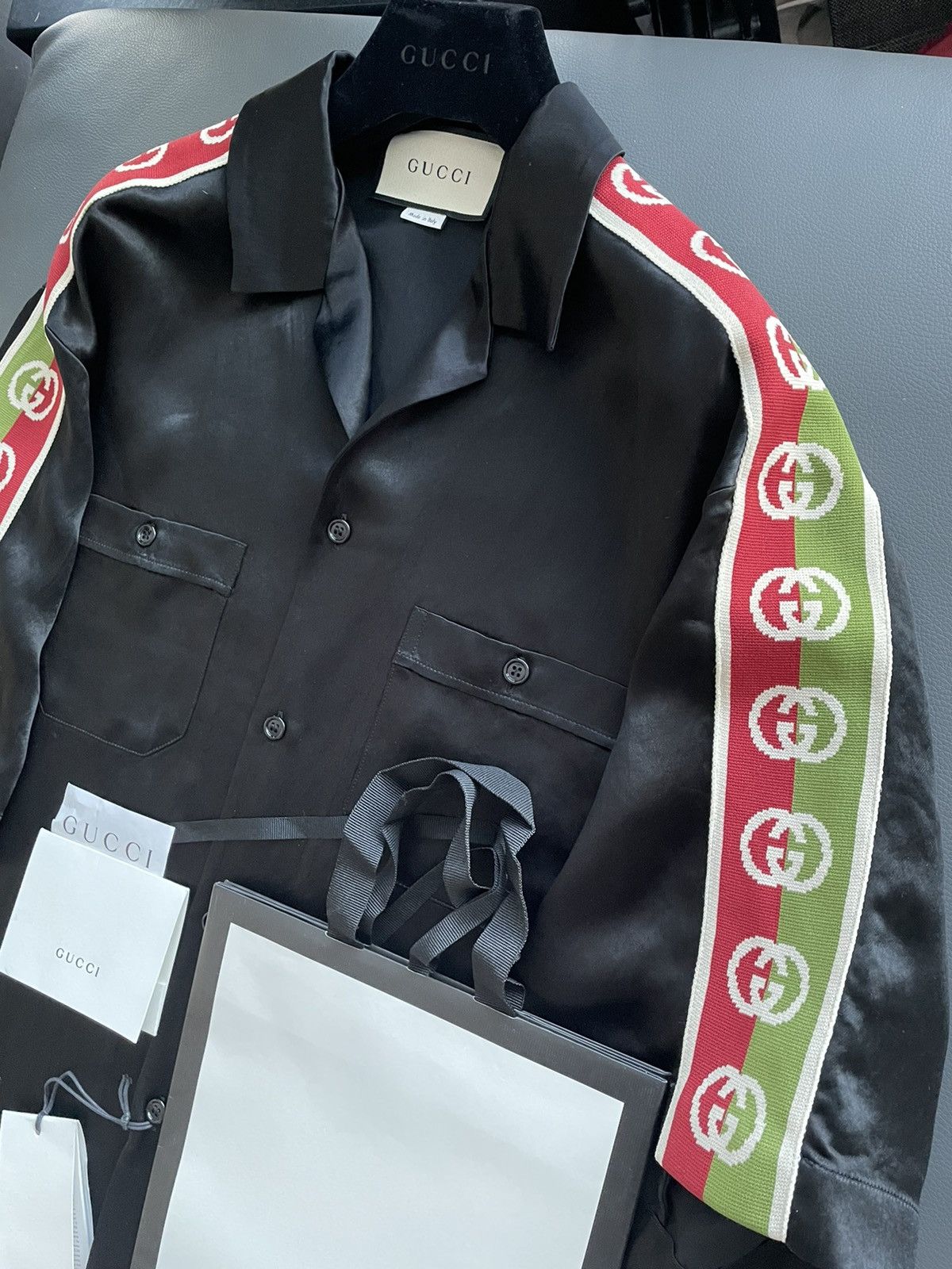 Gucci Limited Edition Rare Runway GG Logo Japanese Acetate Shirt Size US L / EU 52-54 / 3 - 4 Thumbnail