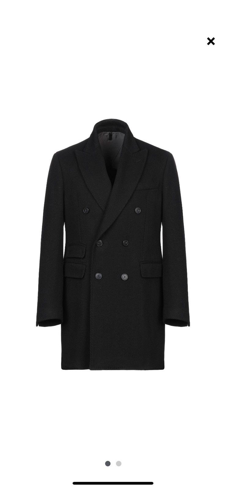 Domenico Tagliente Double Breasted Black Herringbone Coat