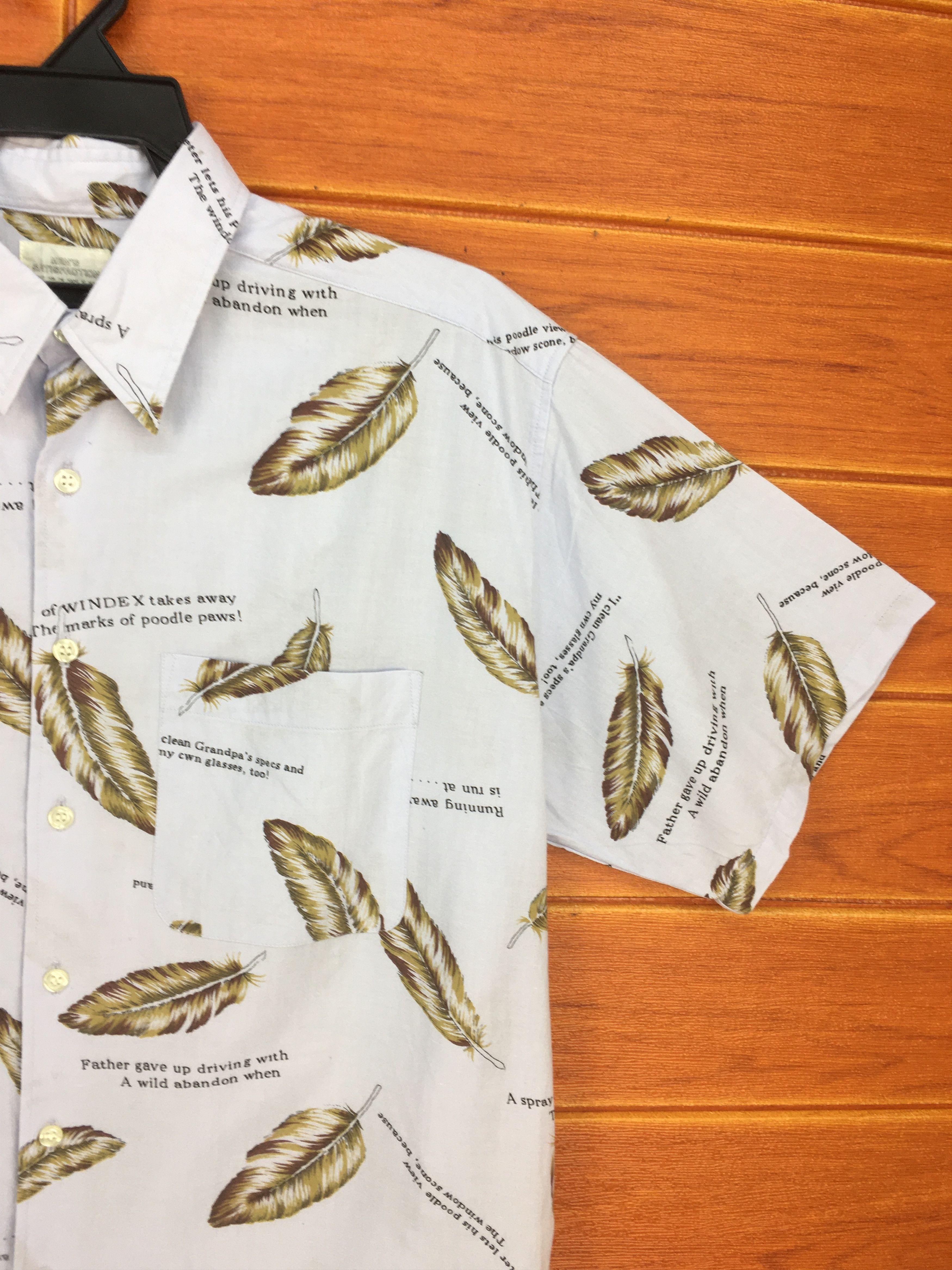 Japanese Brand Vintage Japan MENS SATISFACTION Feathers Hawaiian Shirt Size US M / EU 48-50 / 2 - 5 Thumbnail