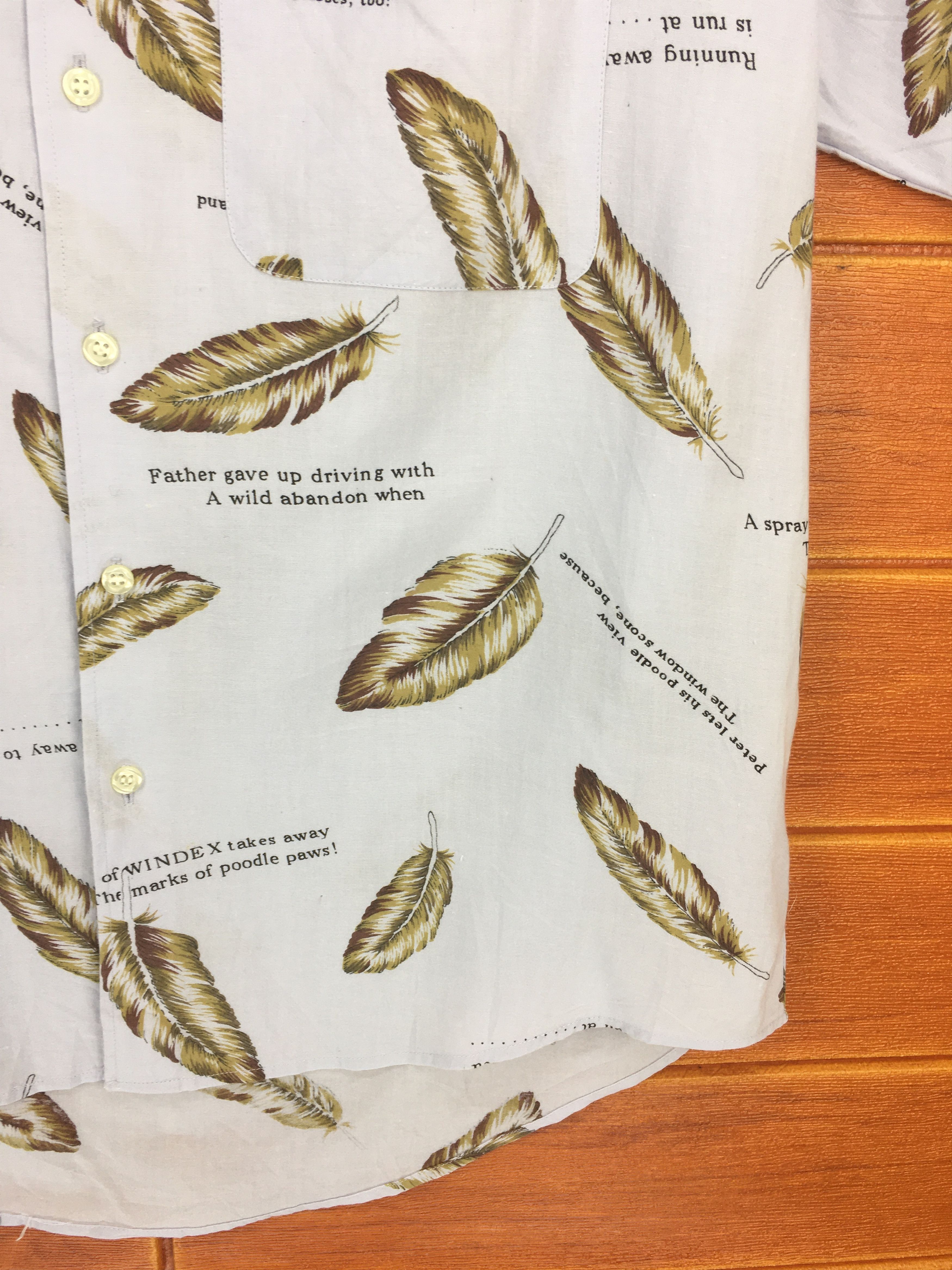 Japanese Brand Vintage Japan MENS SATISFACTION Feathers Hawaiian Shirt Size US M / EU 48-50 / 2 - 4 Thumbnail