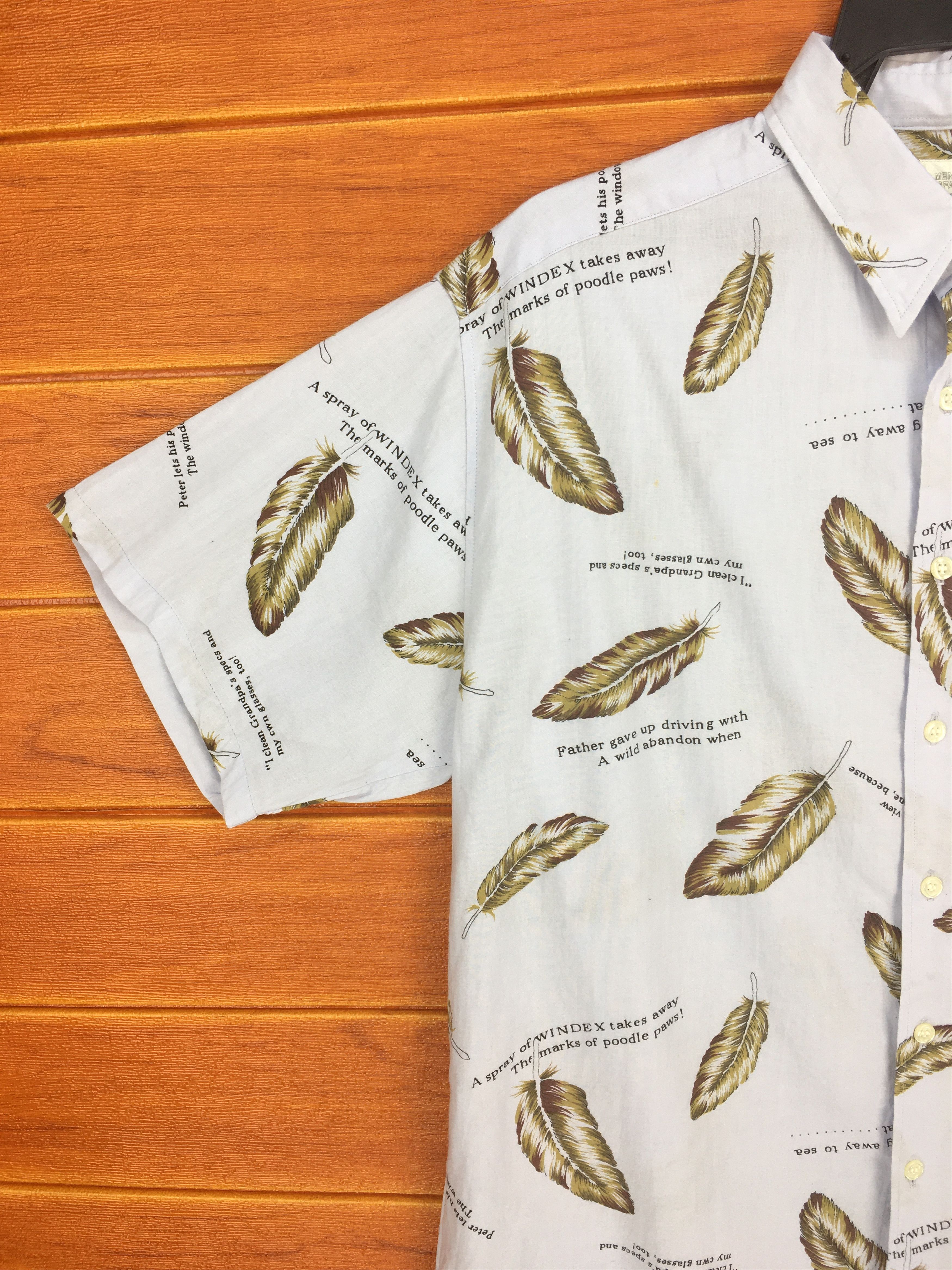 Japanese Brand Vintage Japan MENS SATISFACTION Feathers Hawaiian Shirt Size US M / EU 48-50 / 2 - 2 Thumbnail