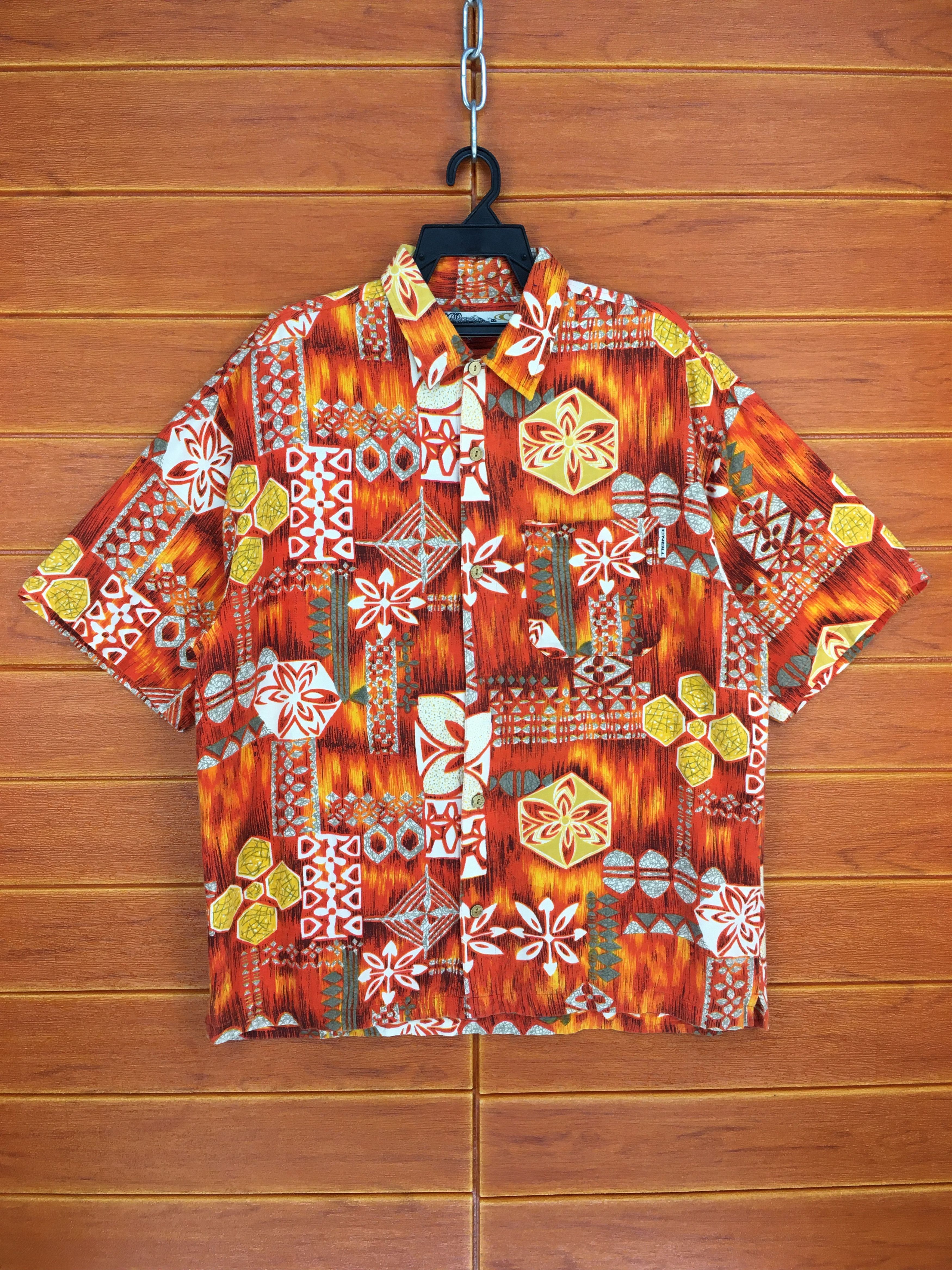 O'Neill Vintage 90s ONEILL Geometry Abstract Hawaiian Shirt Size US L / EU 52-54 / 3 - 1 Thumbnail