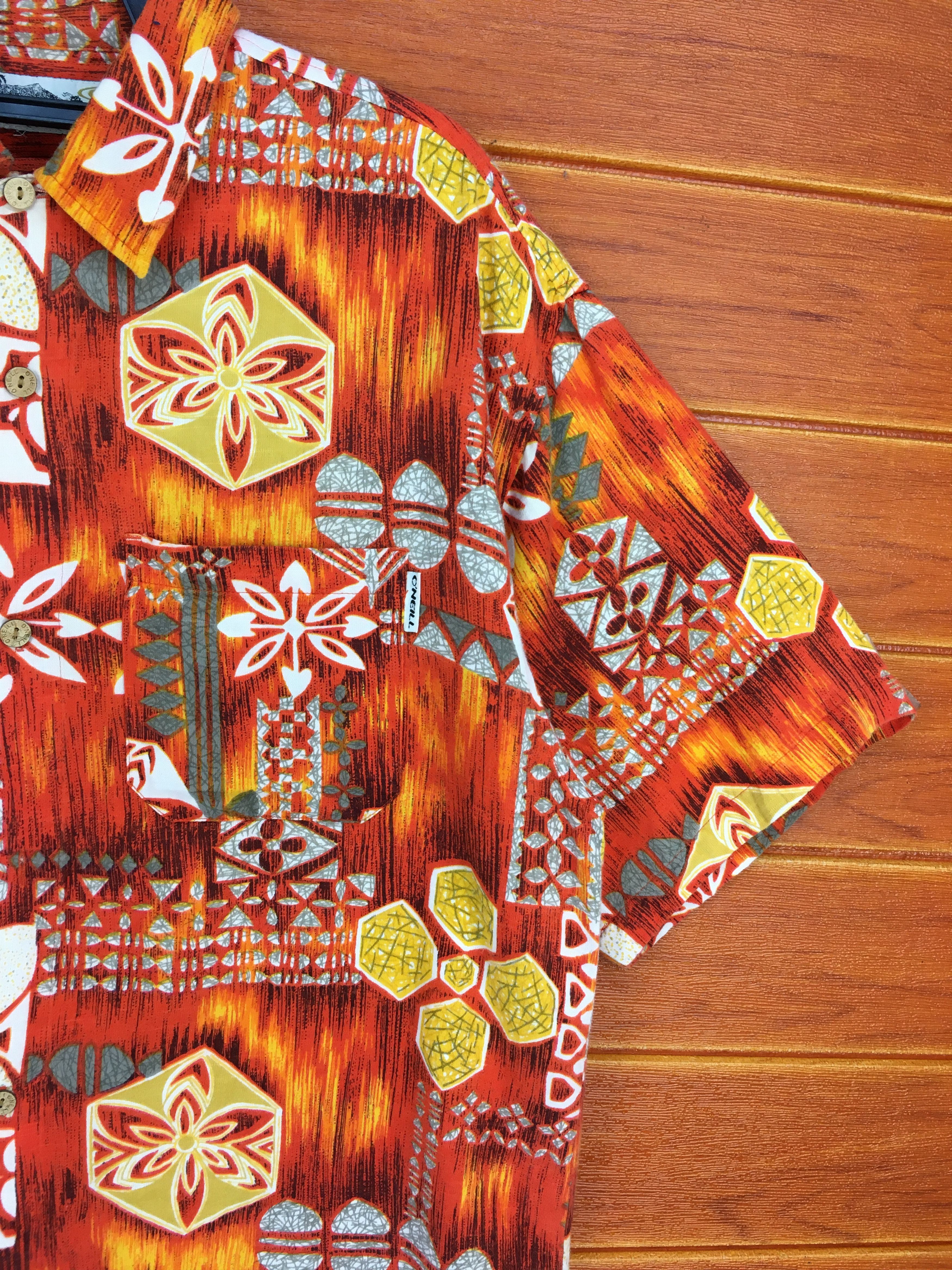 O'Neill Vintage 90s ONEILL Geometry Abstract Hawaiian Shirt Size US L / EU 52-54 / 3 - 5 Thumbnail