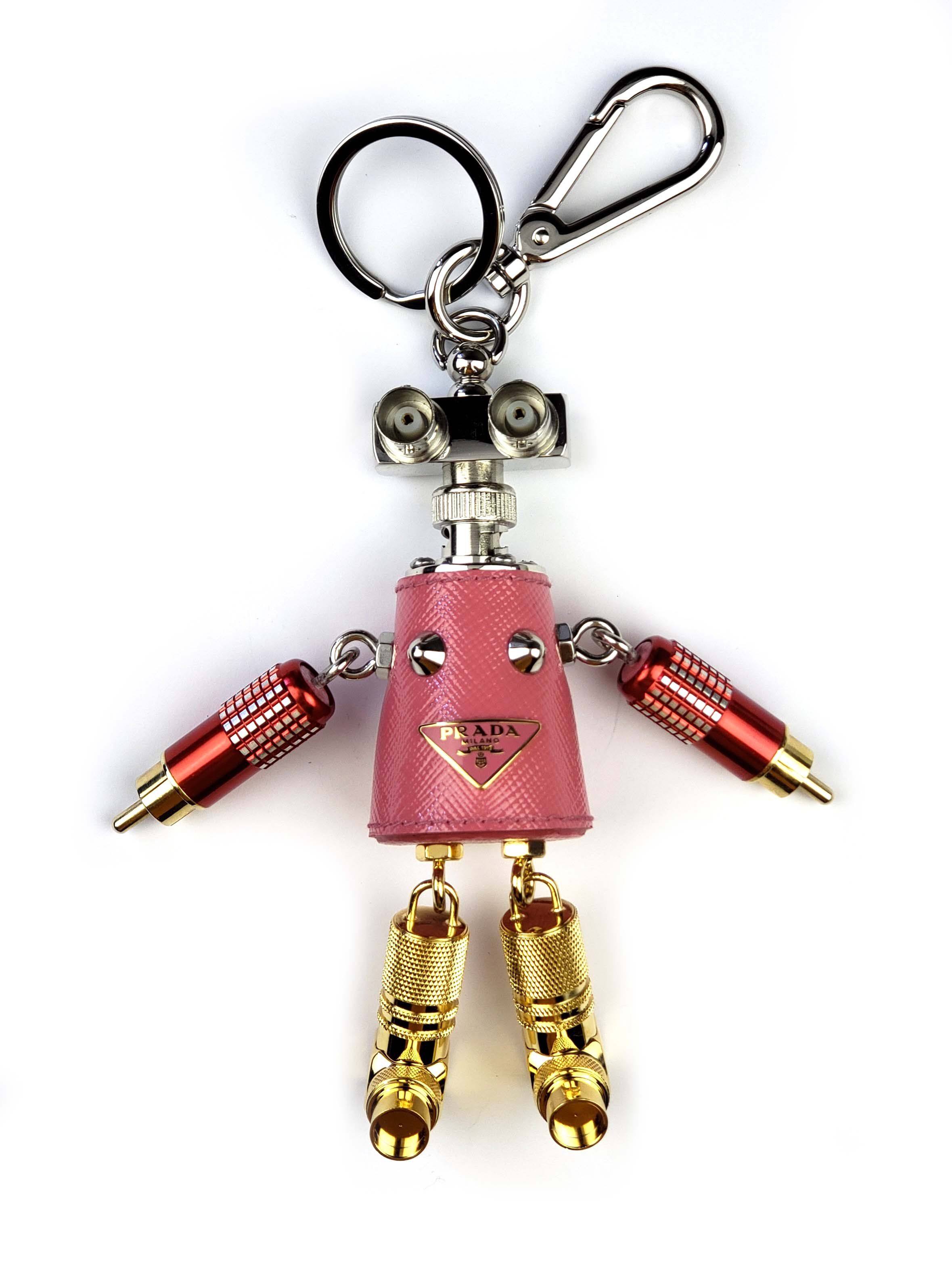Prada Giulietta Pink Saffiano Leather Robot Keychain Charm Trick Size ONE SIZE - 1 Thumbnail