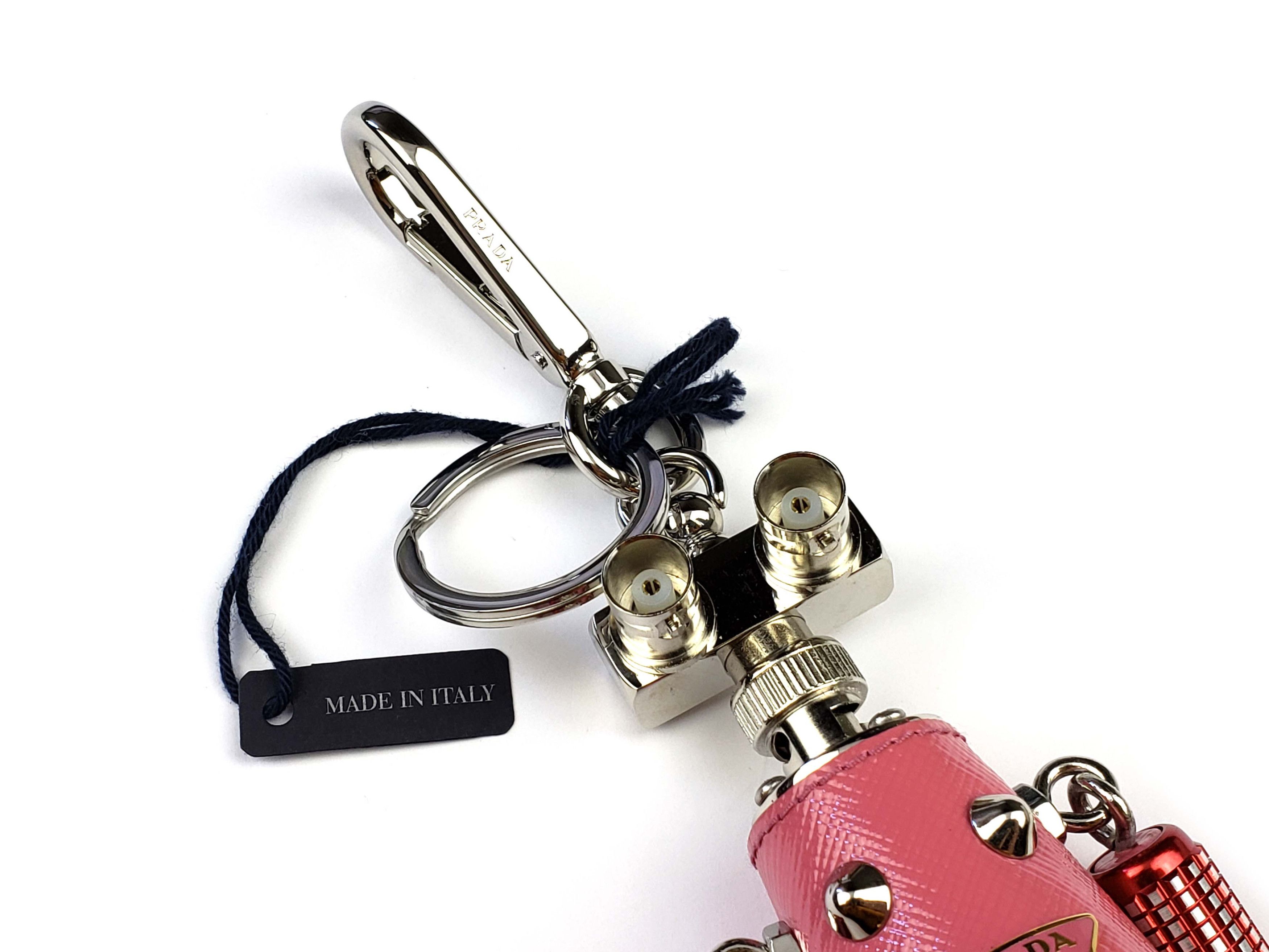 Prada Giulietta Pink Saffiano Leather Robot Keychain Charm Trick Size ONE SIZE - 3 Thumbnail