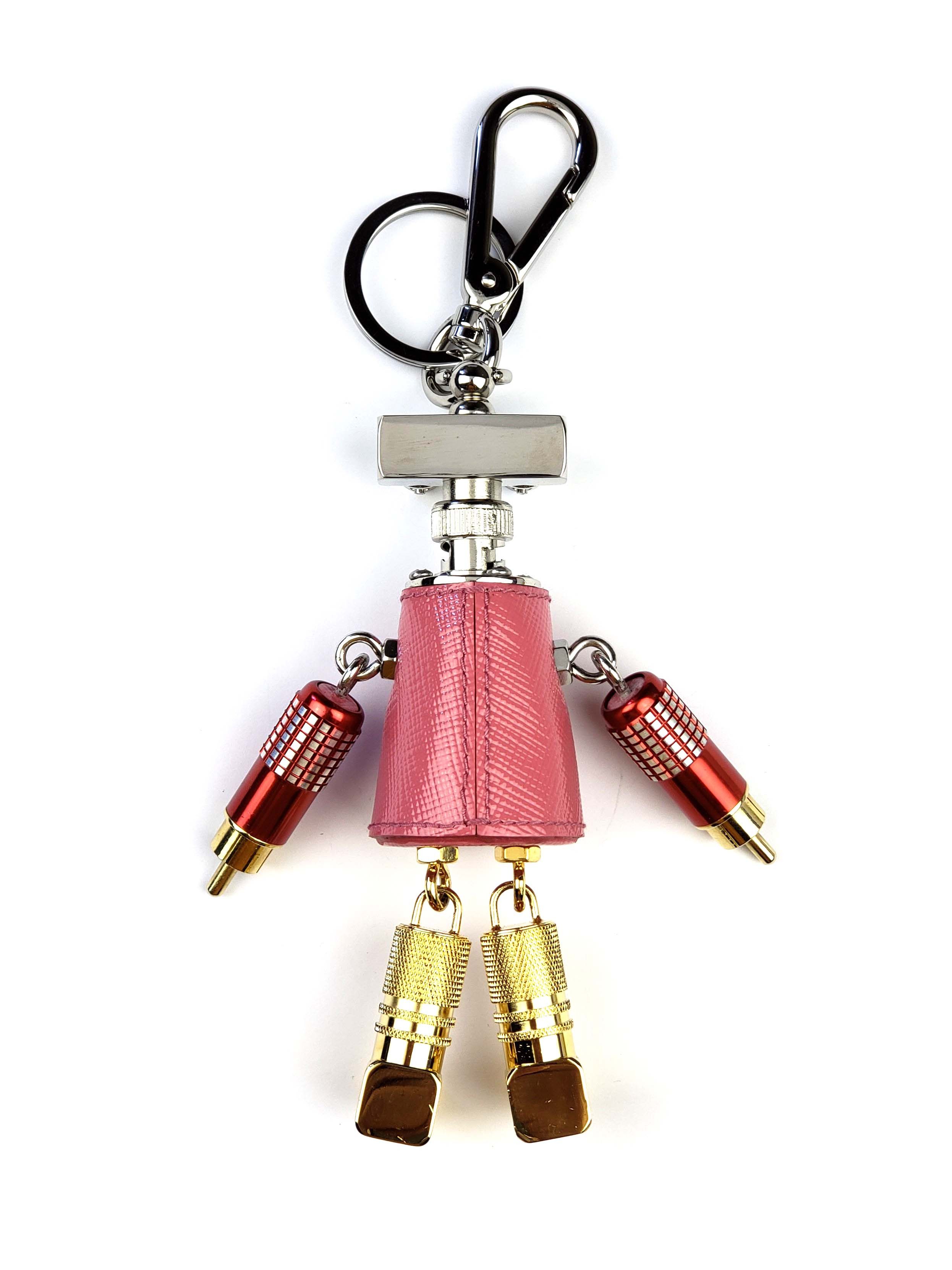Prada Giulietta Pink Saffiano Leather Robot Keychain Charm Trick Size ONE SIZE - 2 Thumbnail
