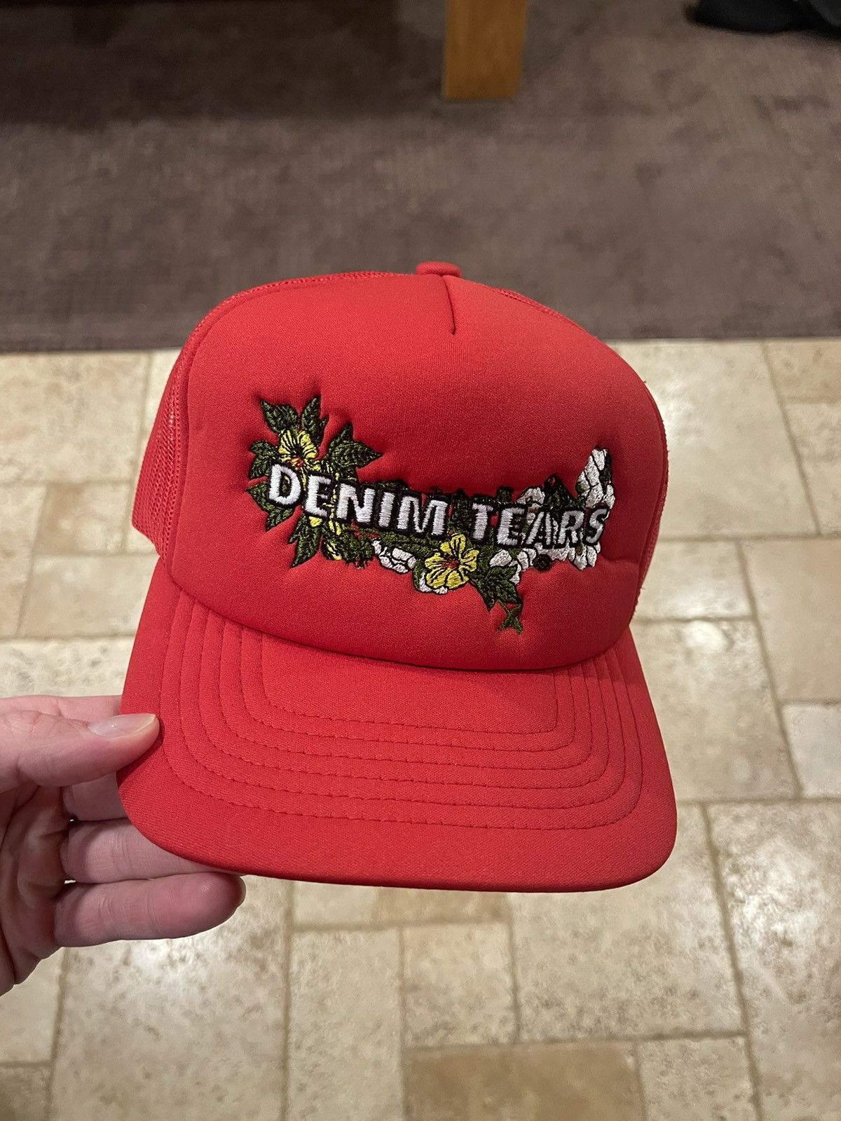image of Denim Tears Red Trucker Hat, Men's
