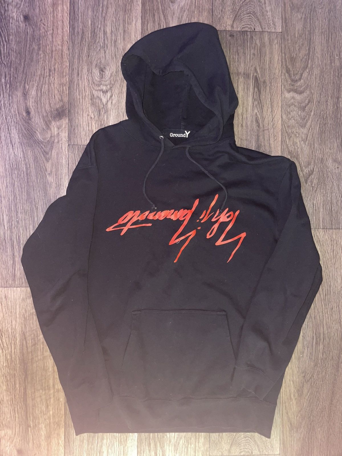 注目商品！【ヨウジヤマモト】SIGNATURE PRINT HOODIE 30/- PLAIN STITCH HOOD SIGNATURE PRINT HOODIE(FREE SIZE