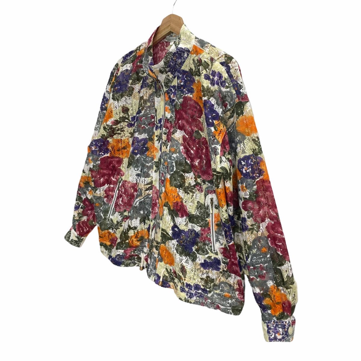 Japanese Brand × Vintage 💥 Vintage Mrs Nice Club Floral Netting Mesh Fullzip Jacket Size L / US 10 / IT 46 - 2 Thumbnail