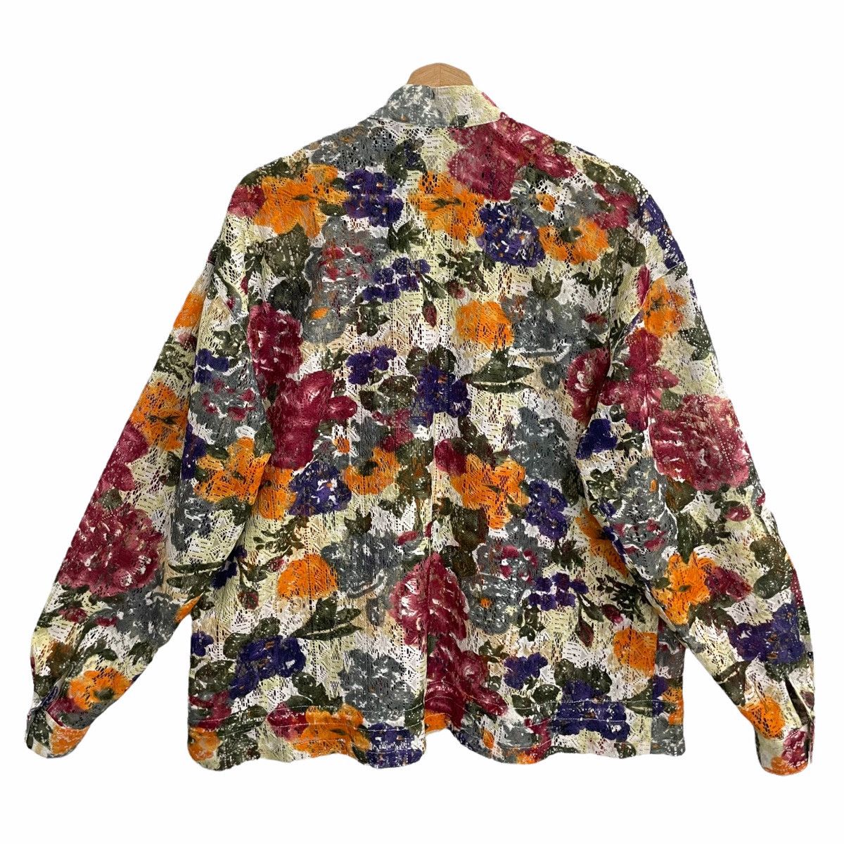 Japanese Brand × Vintage 💥 Vintage Mrs Nice Club Floral Netting Mesh Fullzip Jacket Size L / US 10 / IT 46 - 6 Thumbnail