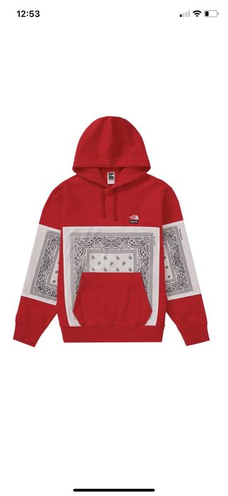 Supreme Supreme north face bandana hooded sweatshirt (RED) | Grailed