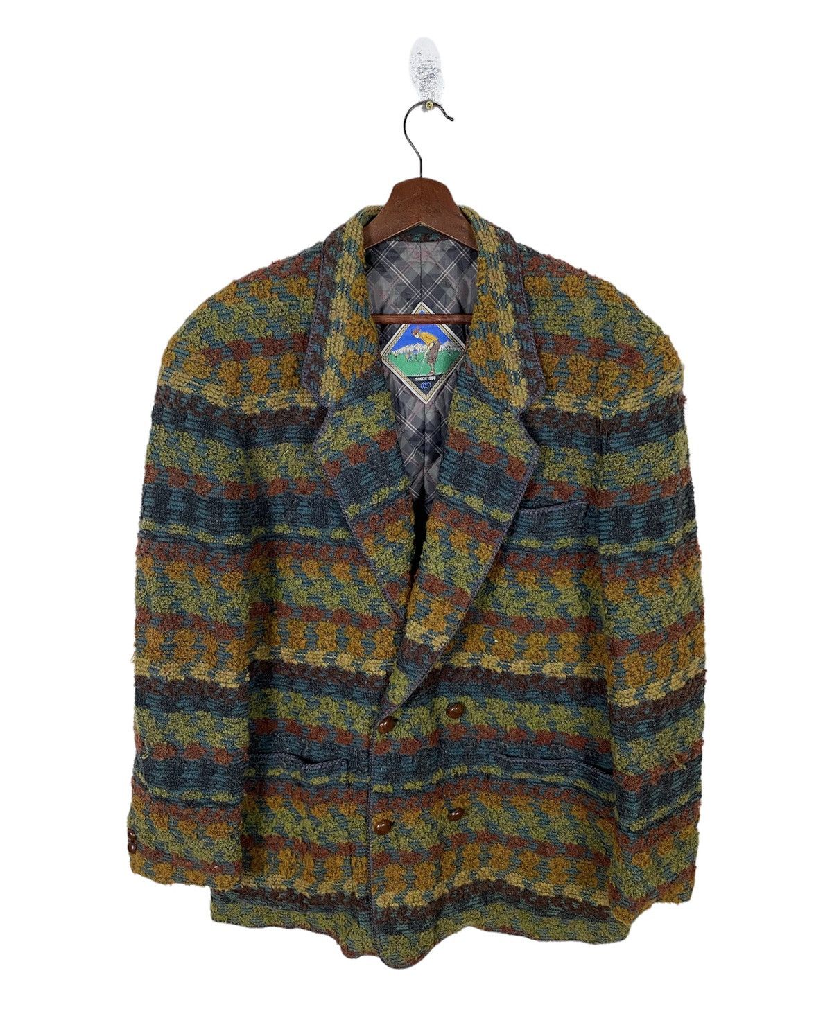 Vintage Hill Crest Golf Club Wool Blazer Multicolor Pattern
