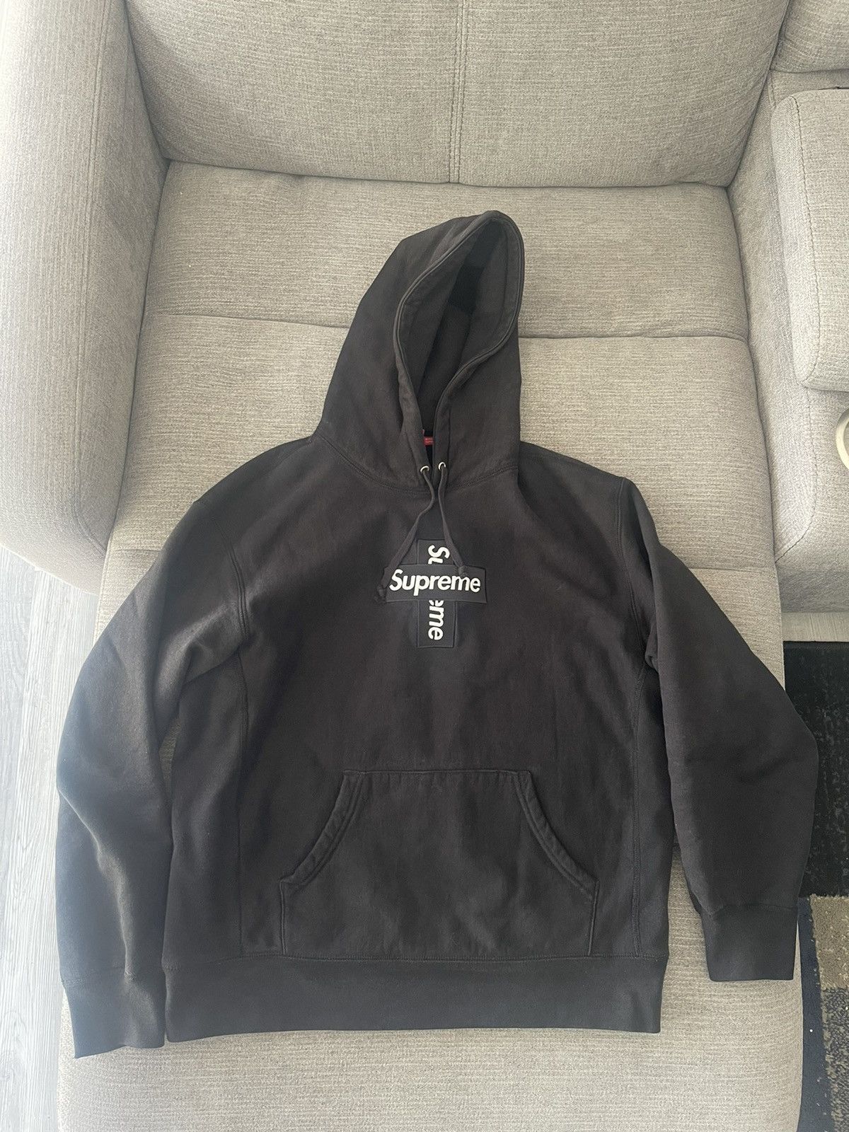 Supreme Cross Box Logo Hoodie Black | Grailed