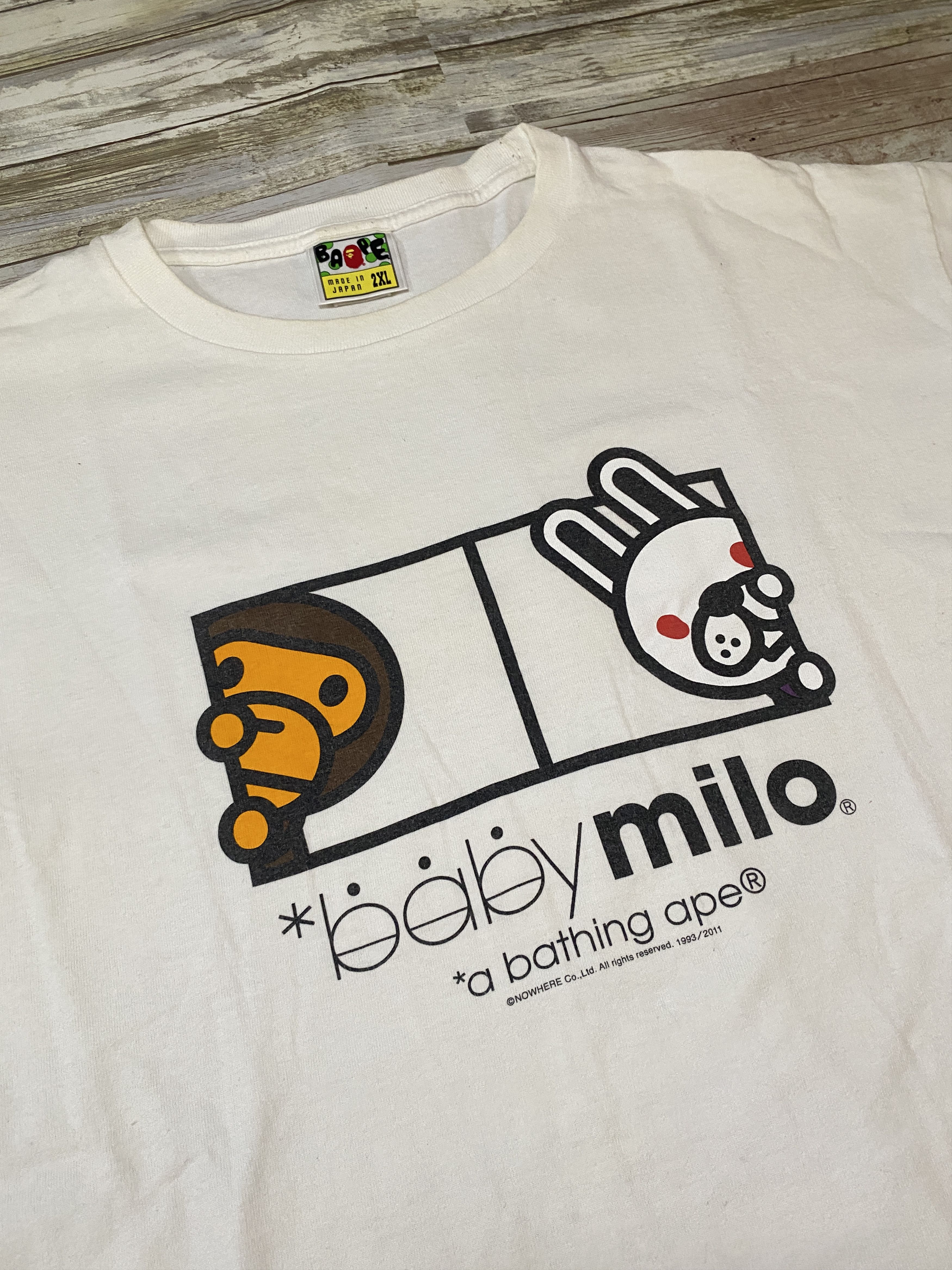 image of Bape Baby Milo & Rabbit Window Tee in White, Men's (Size 2XL)