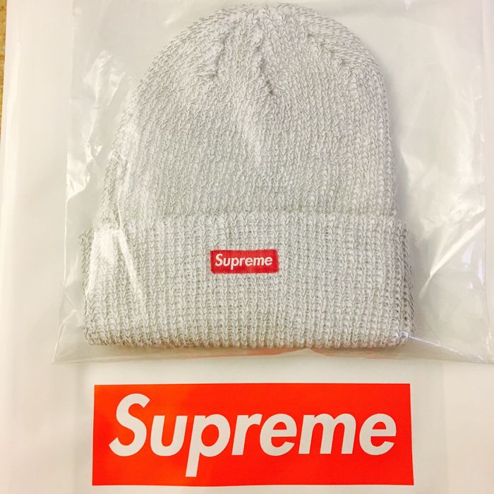 Supreme SUPREME REFLECTIVE LOOSE GAUGE BEANIE (WHITE) | Grailed