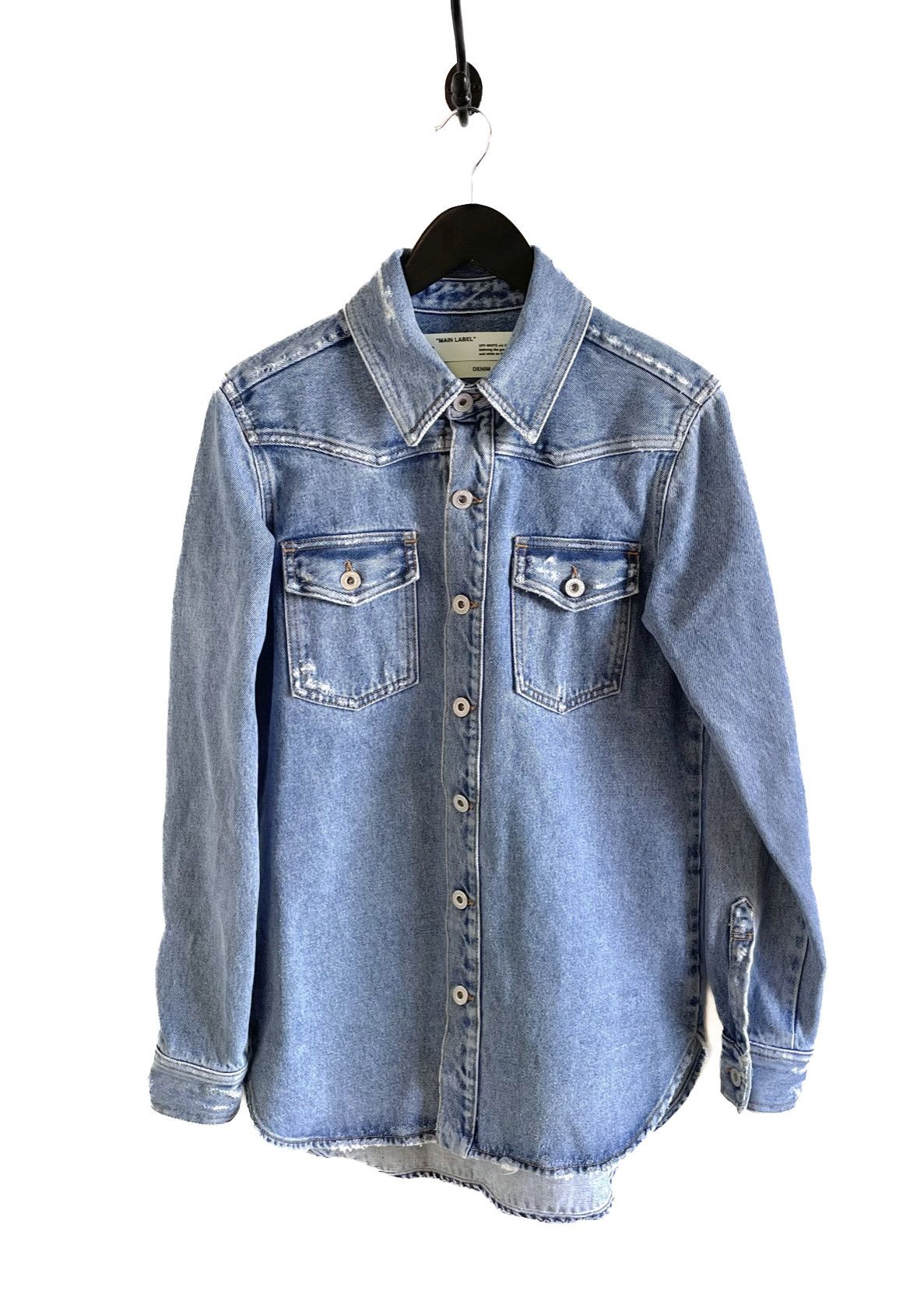 Off-White Off-White Blue Denim Flower Shop Thick Shirt Size S / US 4 / IT 40 - 2 Thumbnail