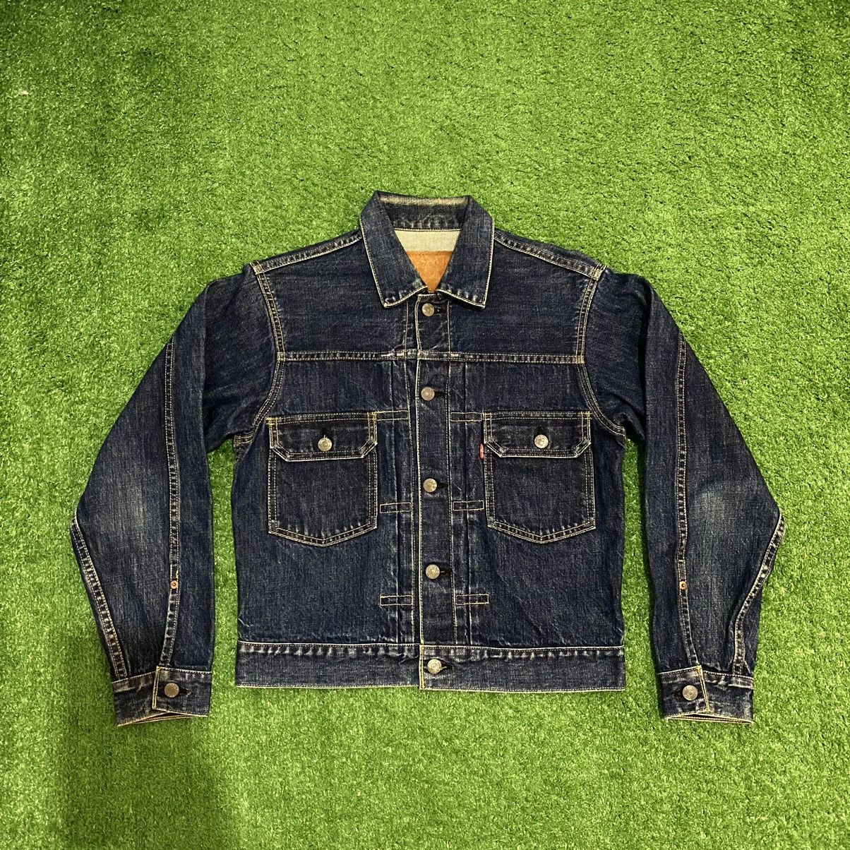 VTG 90s JAPANESE LEVIS PLEAT FRONT ZIP UP TYPE 2 DISTRESSED DENIM JACKET S 36