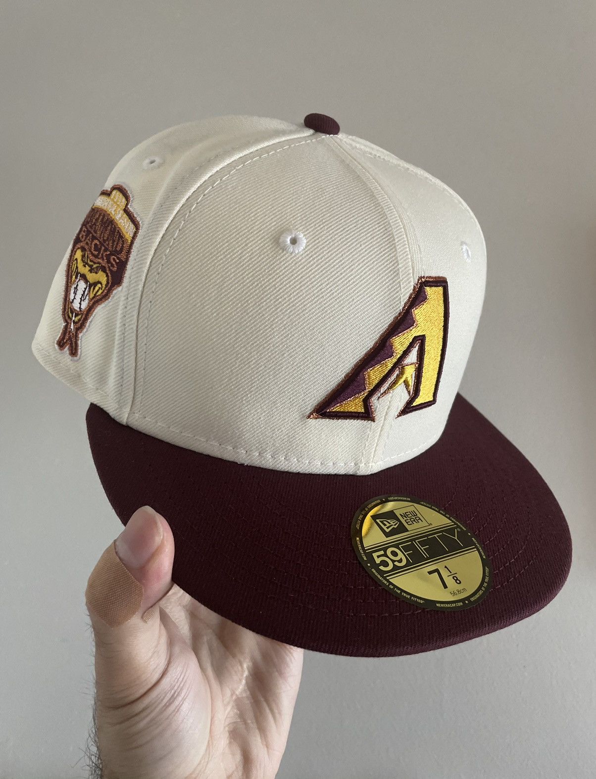 7 1/4 Cap City Arizona Diamondbacks Panna Cotta White Burgundy Club Fitted  Hat